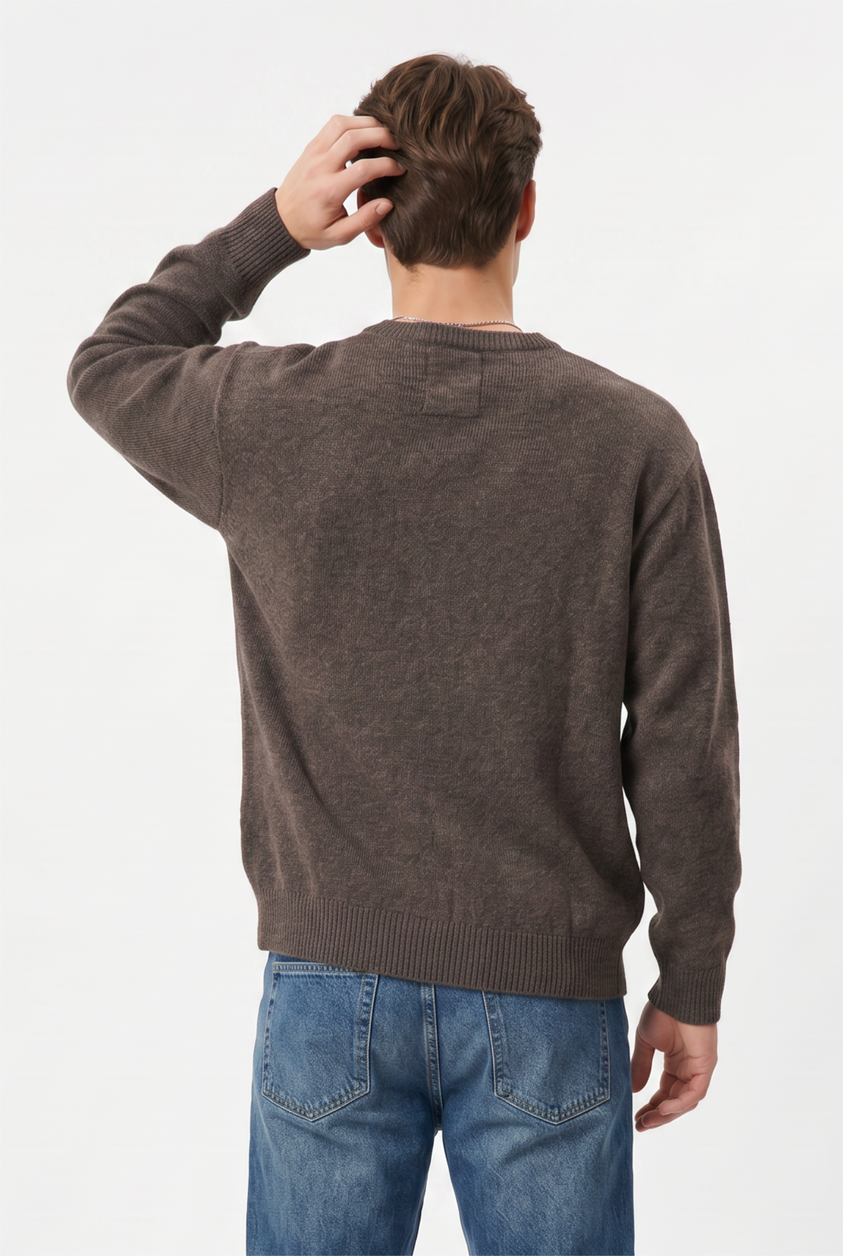 Brown Ribbed Relaxed Sweater