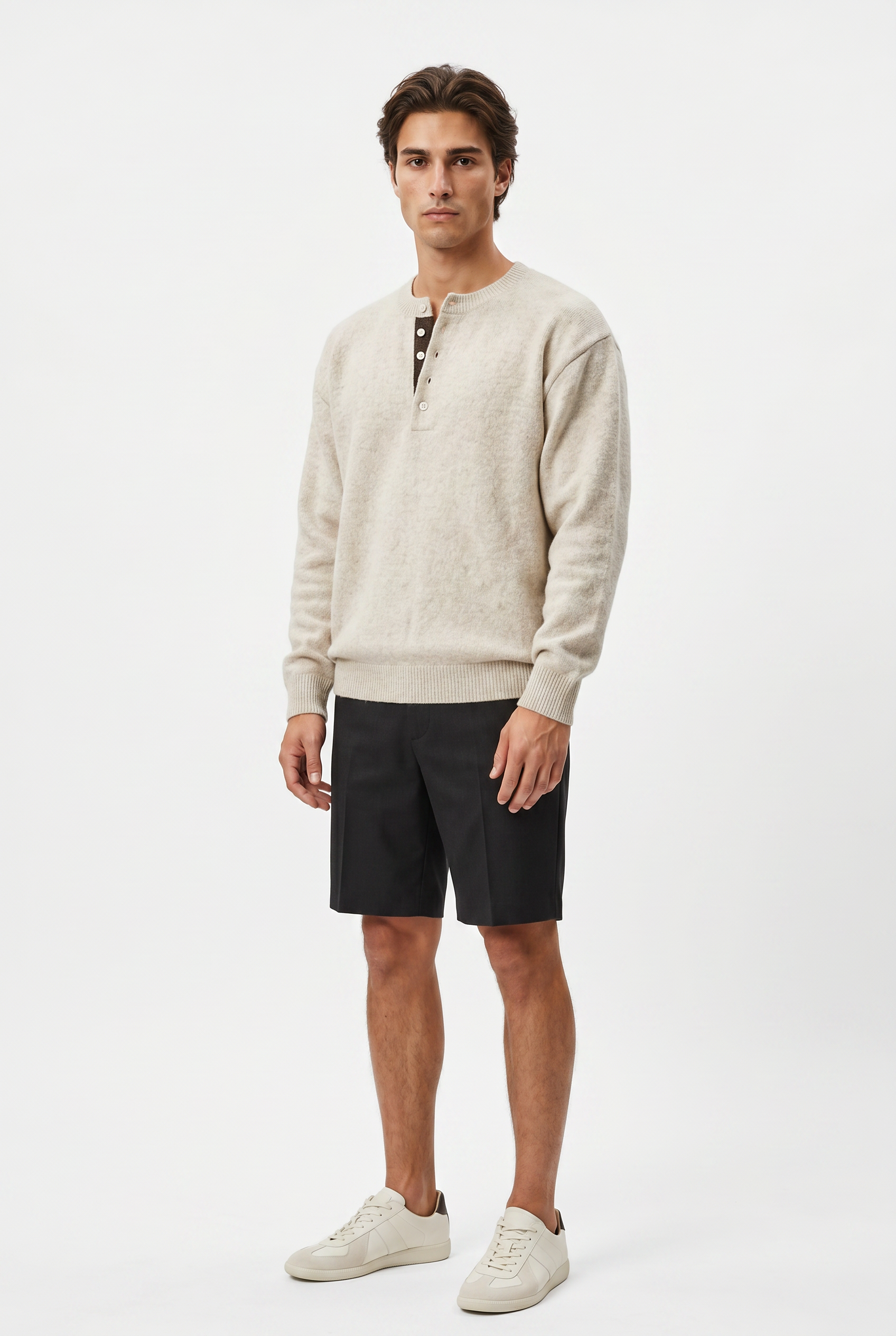 White Ribbed Relaxed Sweater