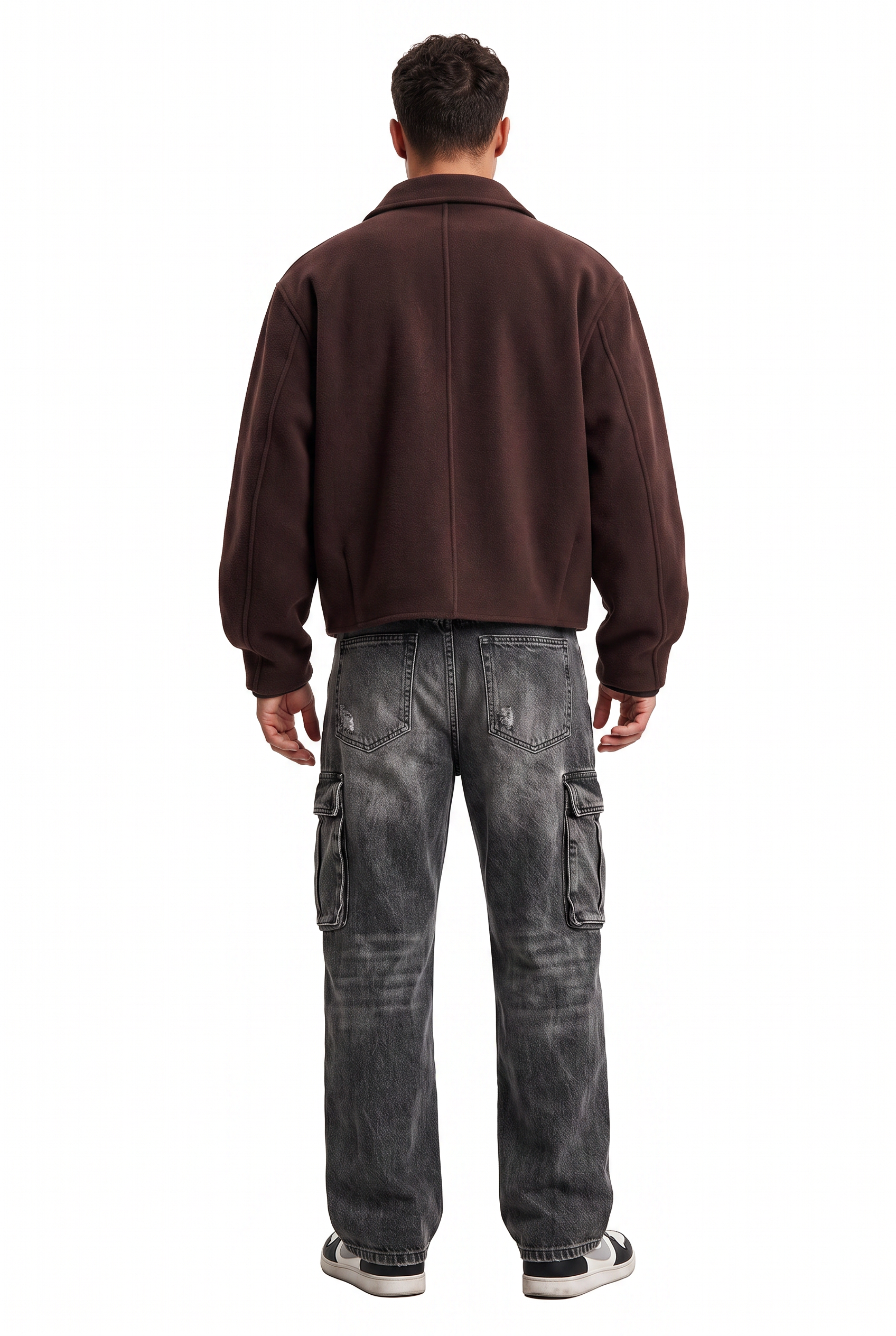 Brown Zip Mandarin Collar Jacket