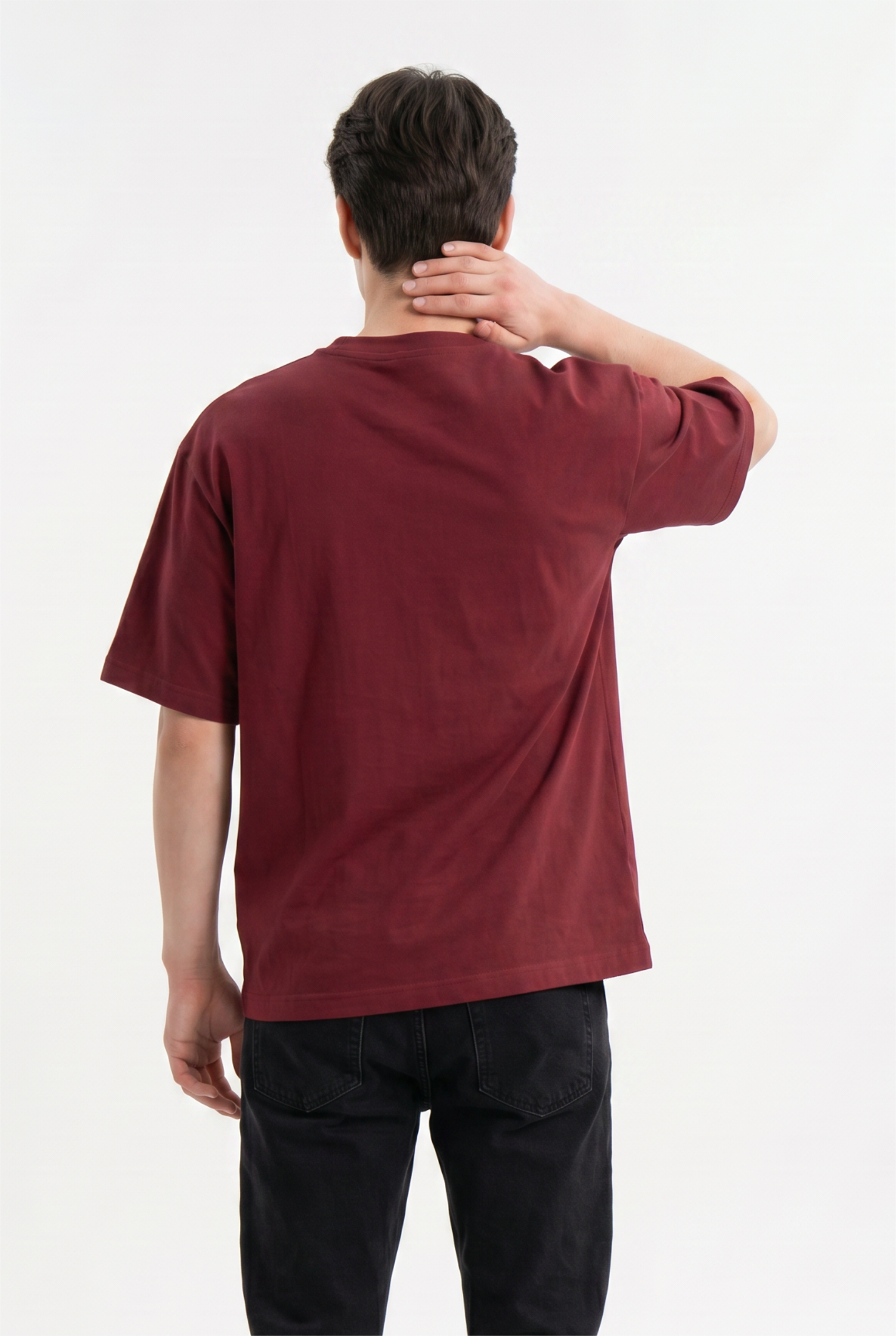 Maroon Relaxed Drop-Shoulder Tee