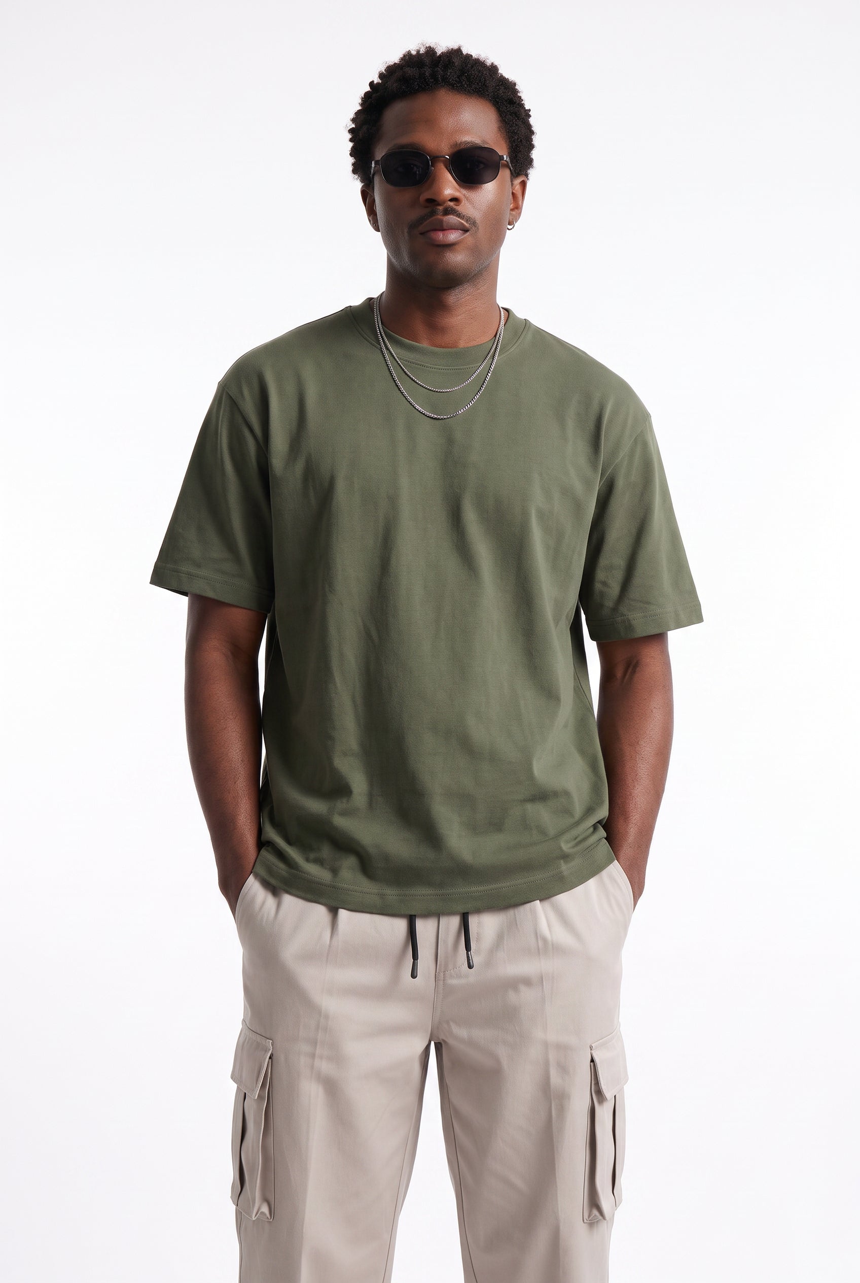 Olive Dropped Shoulder Oversized Tee