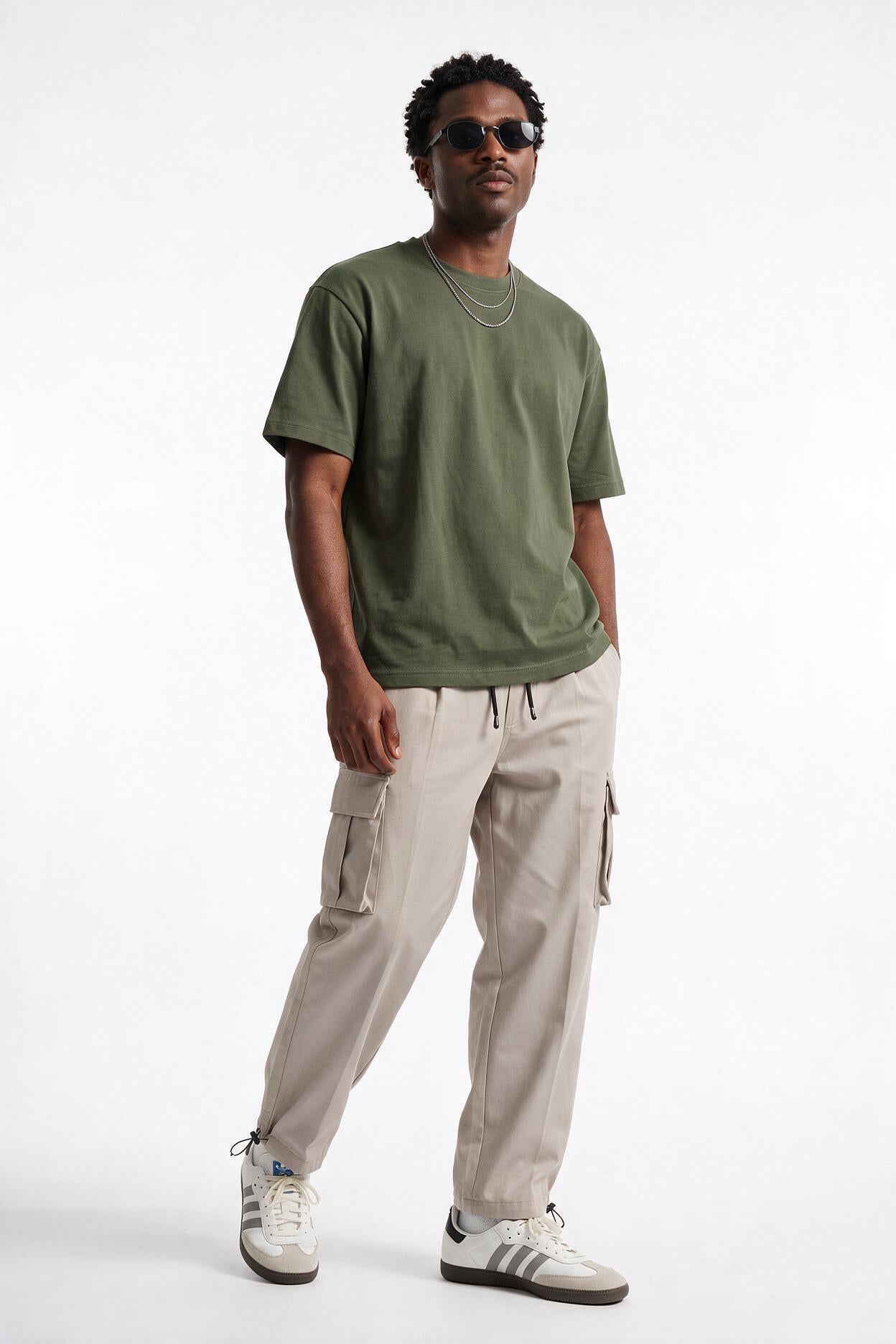 Olive Dropped Shoulder Oversized Tee