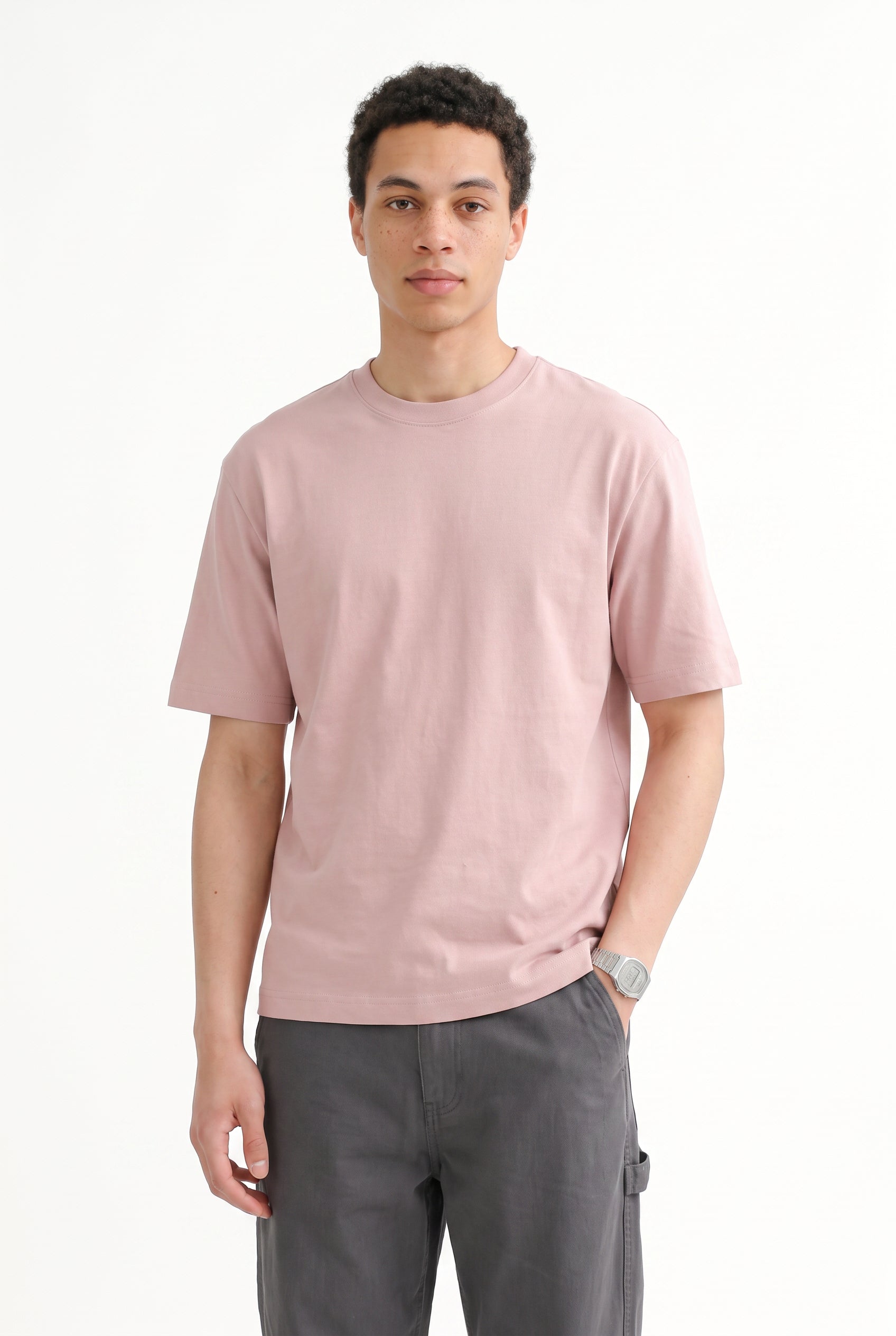 Pink Oversized Crew Neck Tee