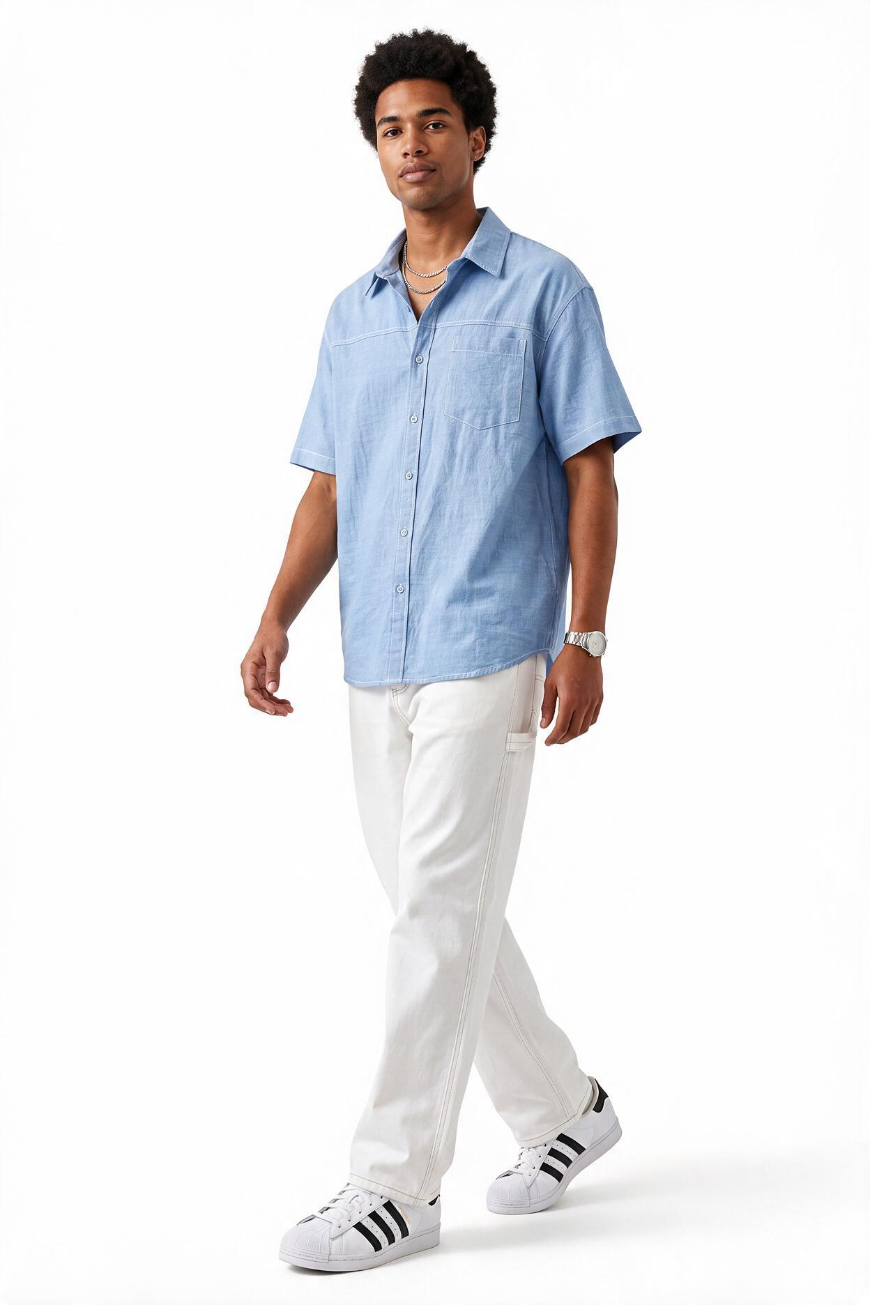 Sky Blue Chest Pocket Casual Shirt