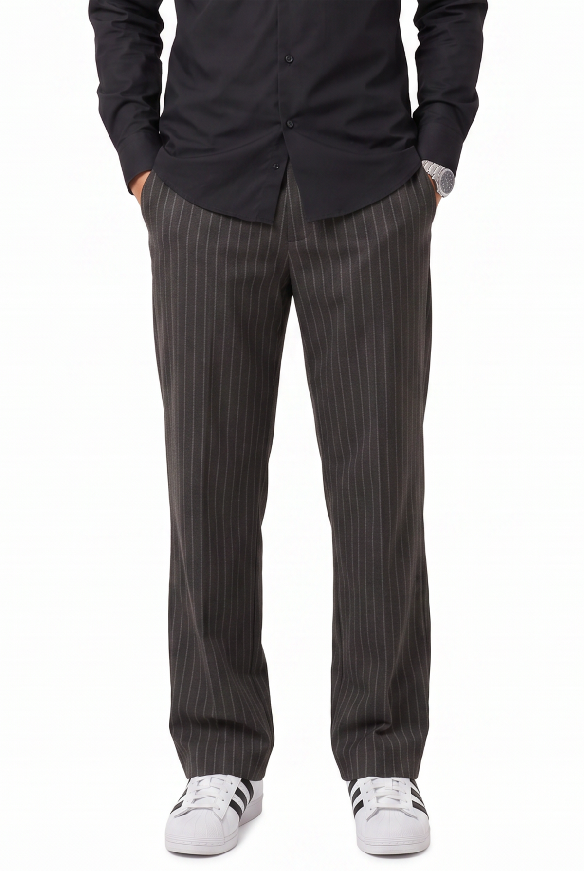 Pinstripe Charcoal Tailored Trousers