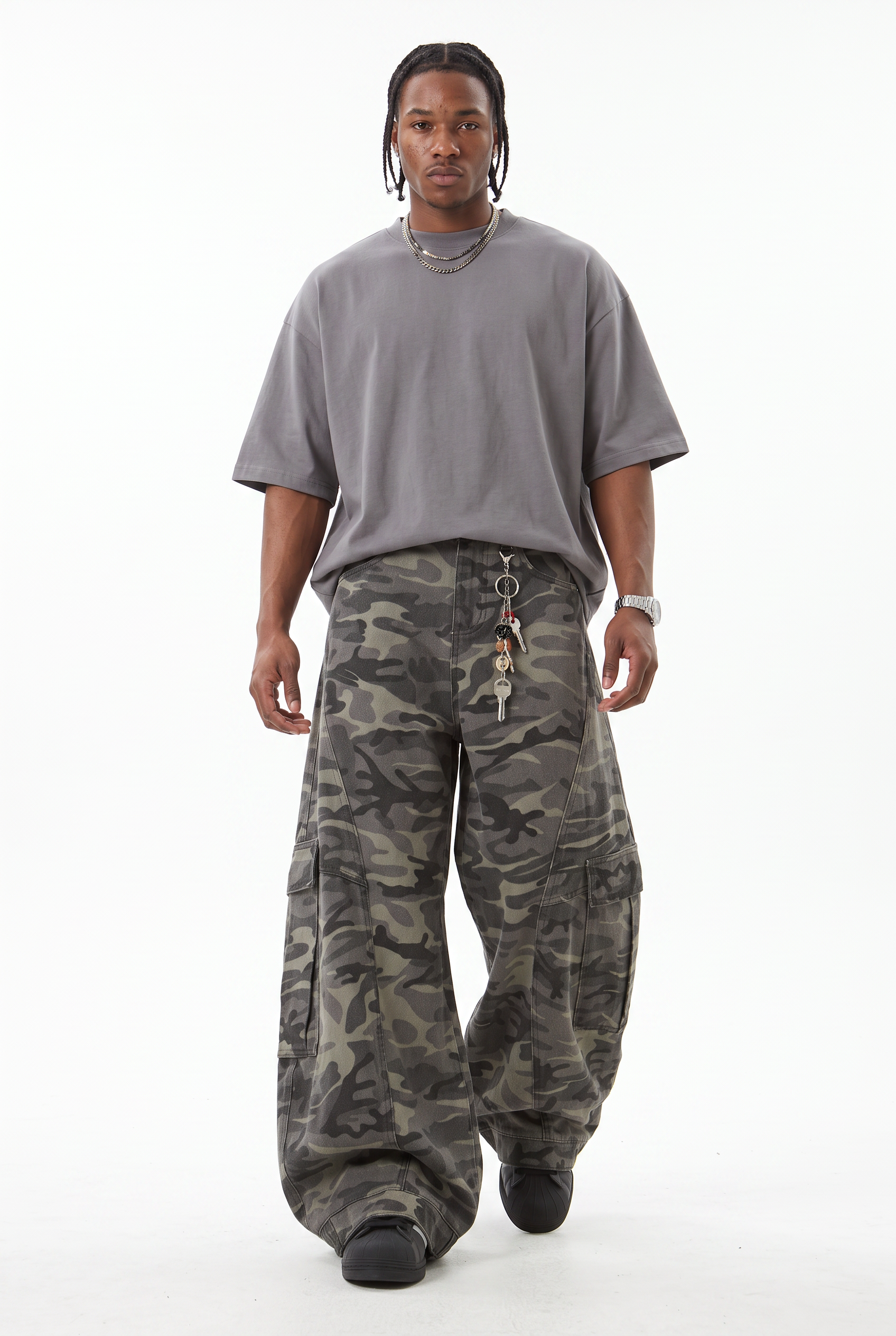 Olive Drawstring Straight Casual Trousers