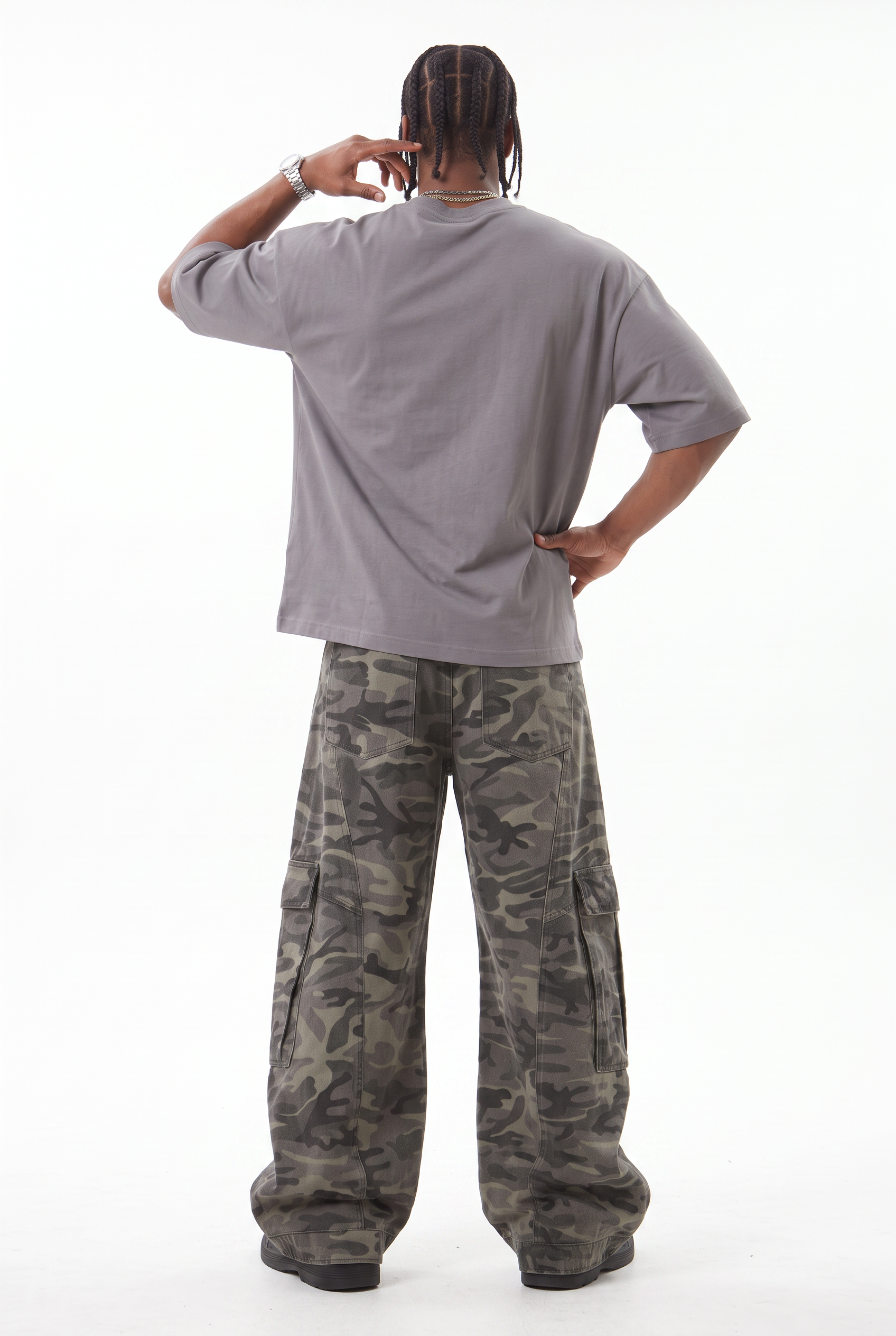 Olive Drawstring Straight Casual Trousers