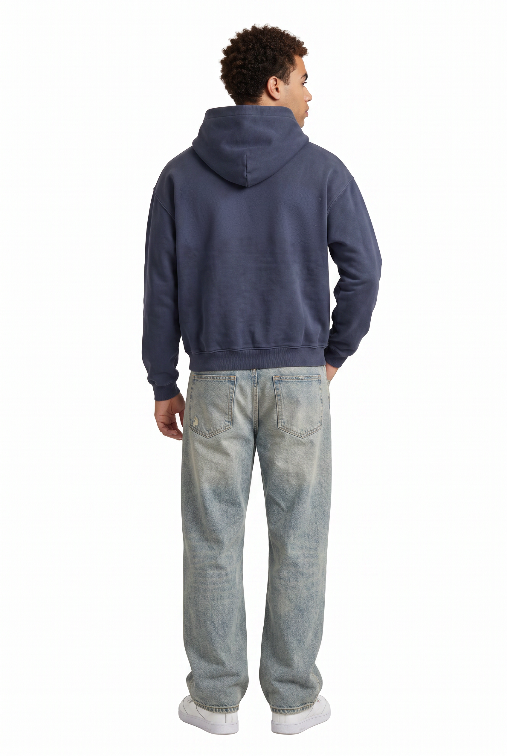 Steel Blue Oversized Drawstring Hoodie