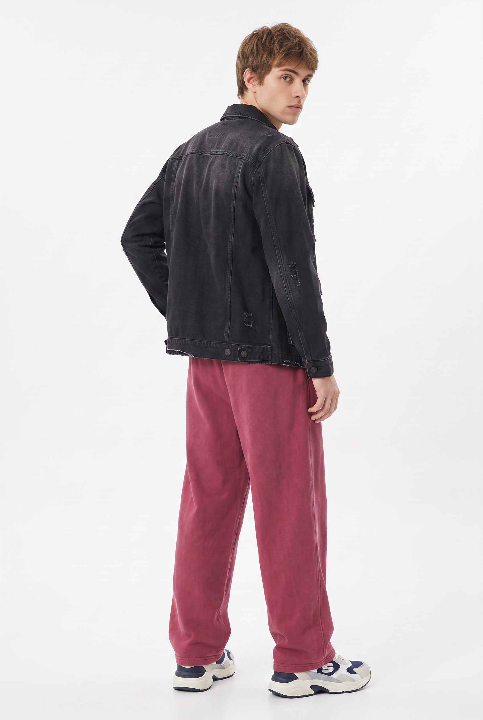 Maroon Drawstring Straight Casual Trousers