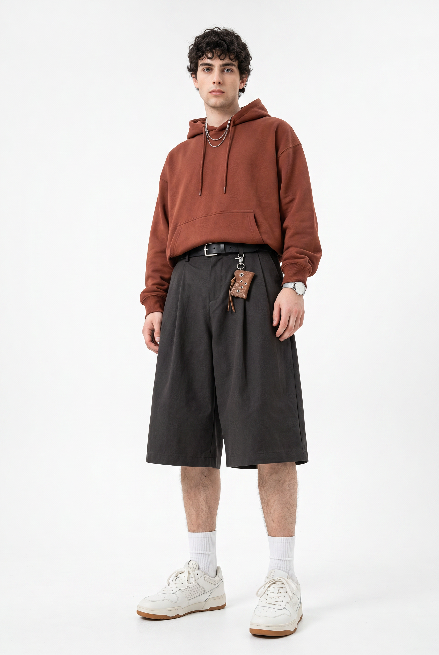 Brown Drawstring Regular Shorts