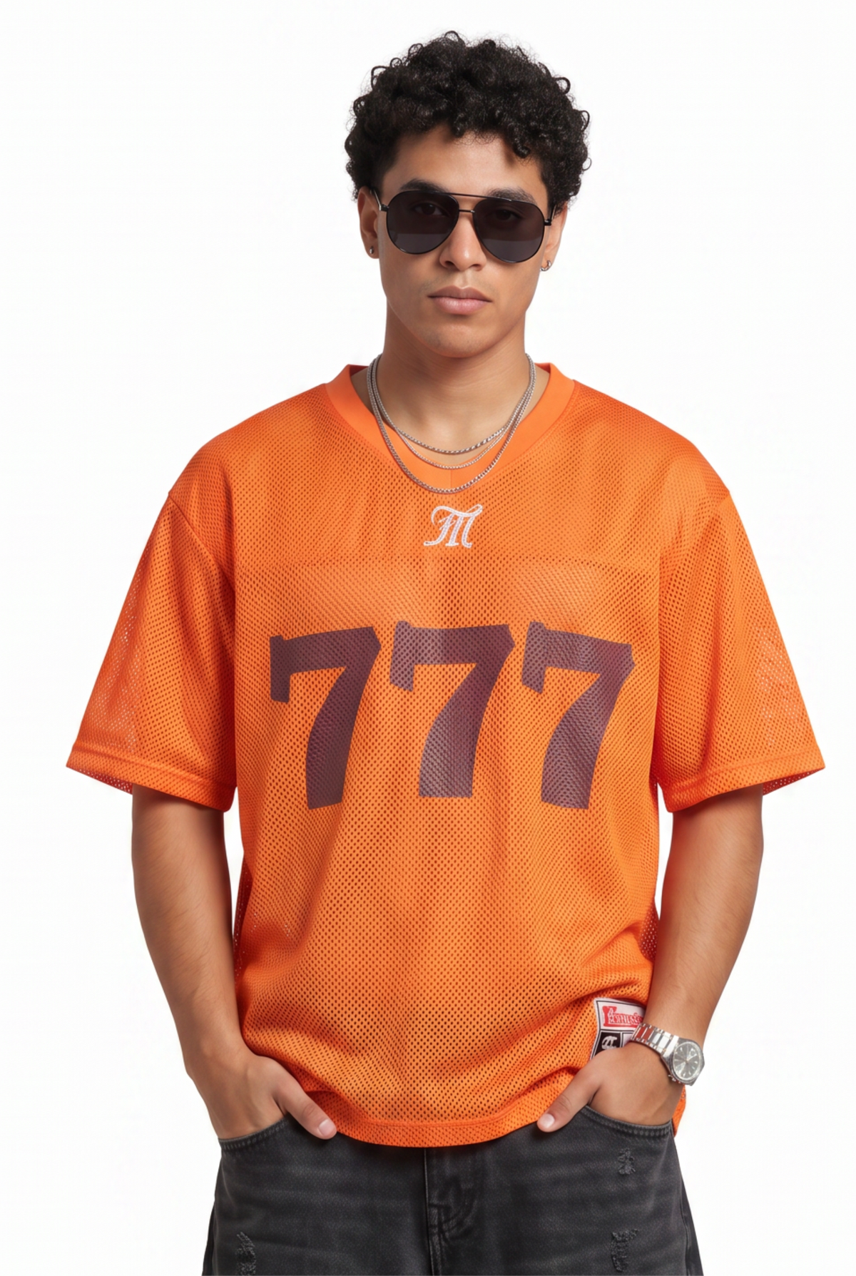 Mesh Orange 777 Jersey Tee