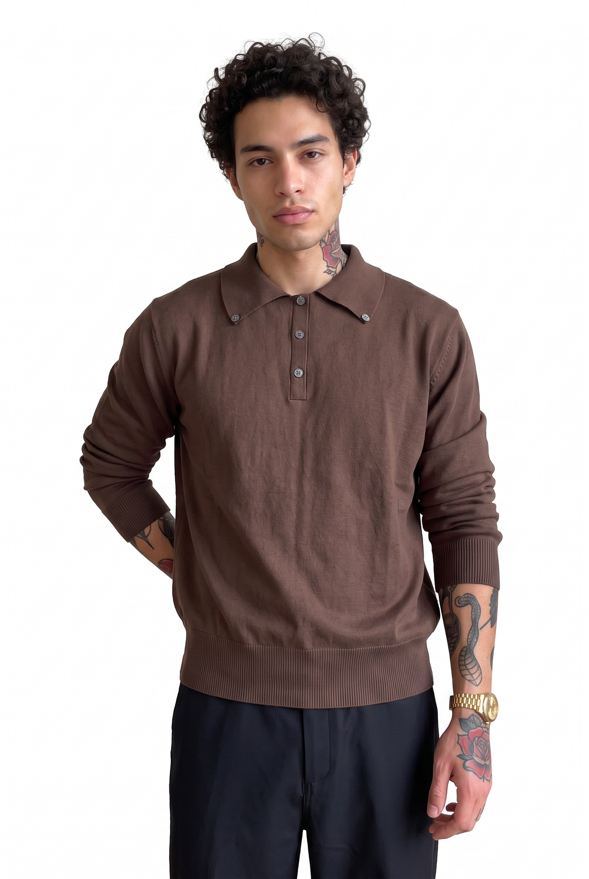 Knit Brown Polo Sweater