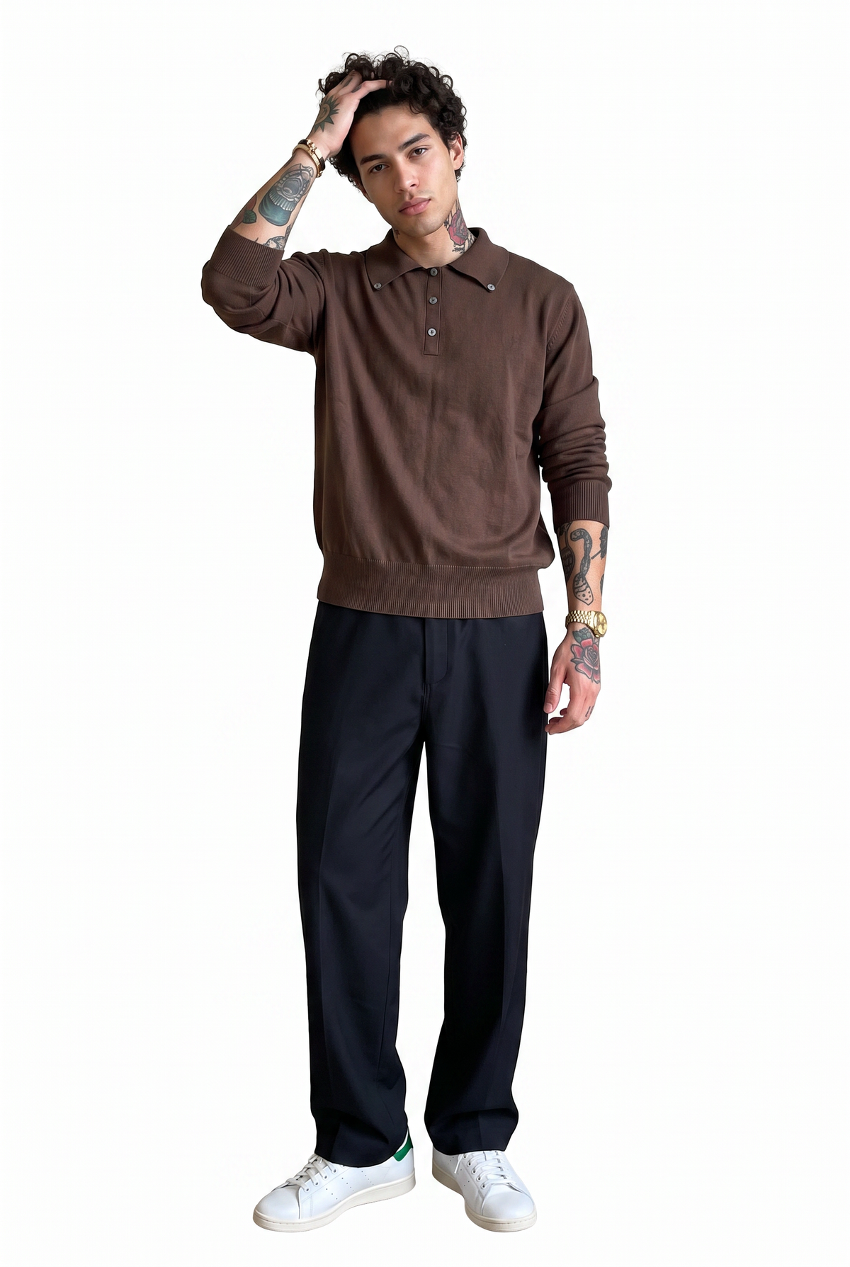 Knit Brown Polo Sweater