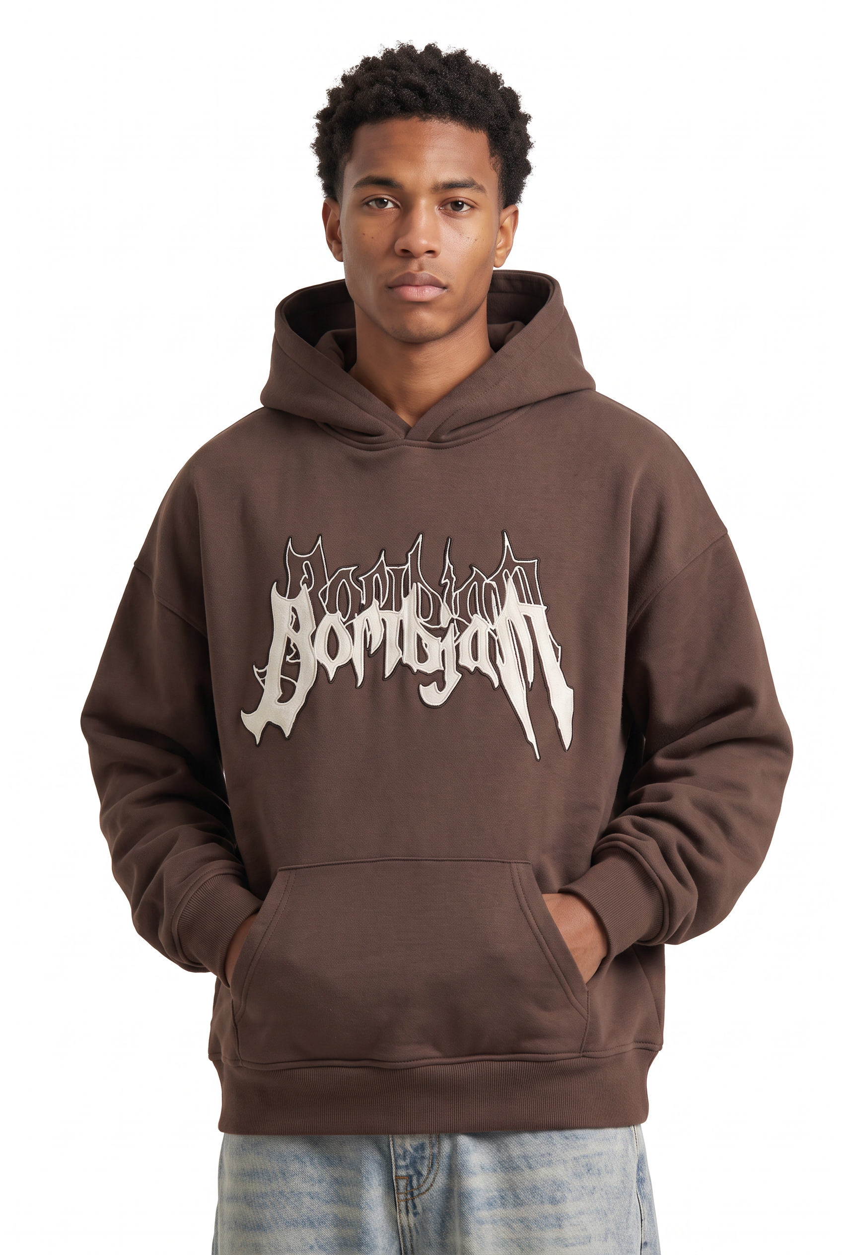 Brown Oversized Drawstring Hoodie