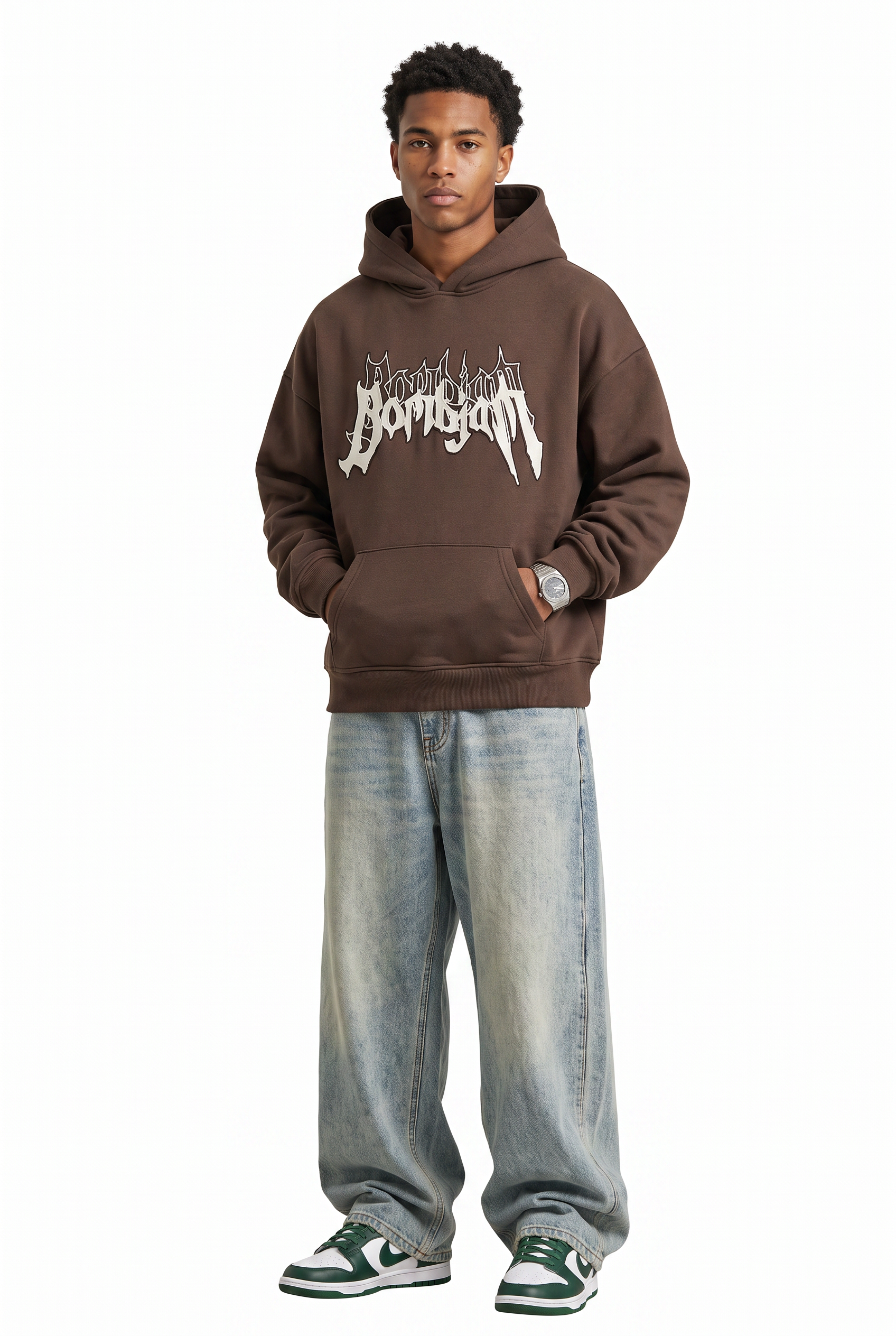 Brown Oversized Drawstring Hoodie
