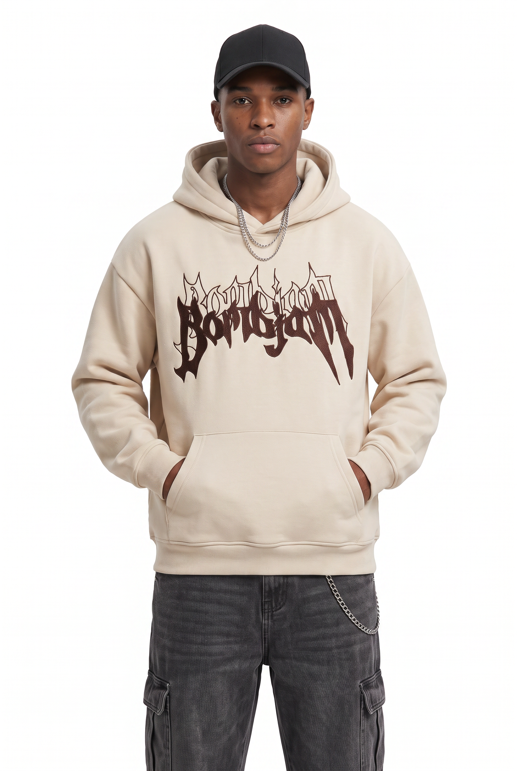 Cream Oversized Drawstring Hoodie