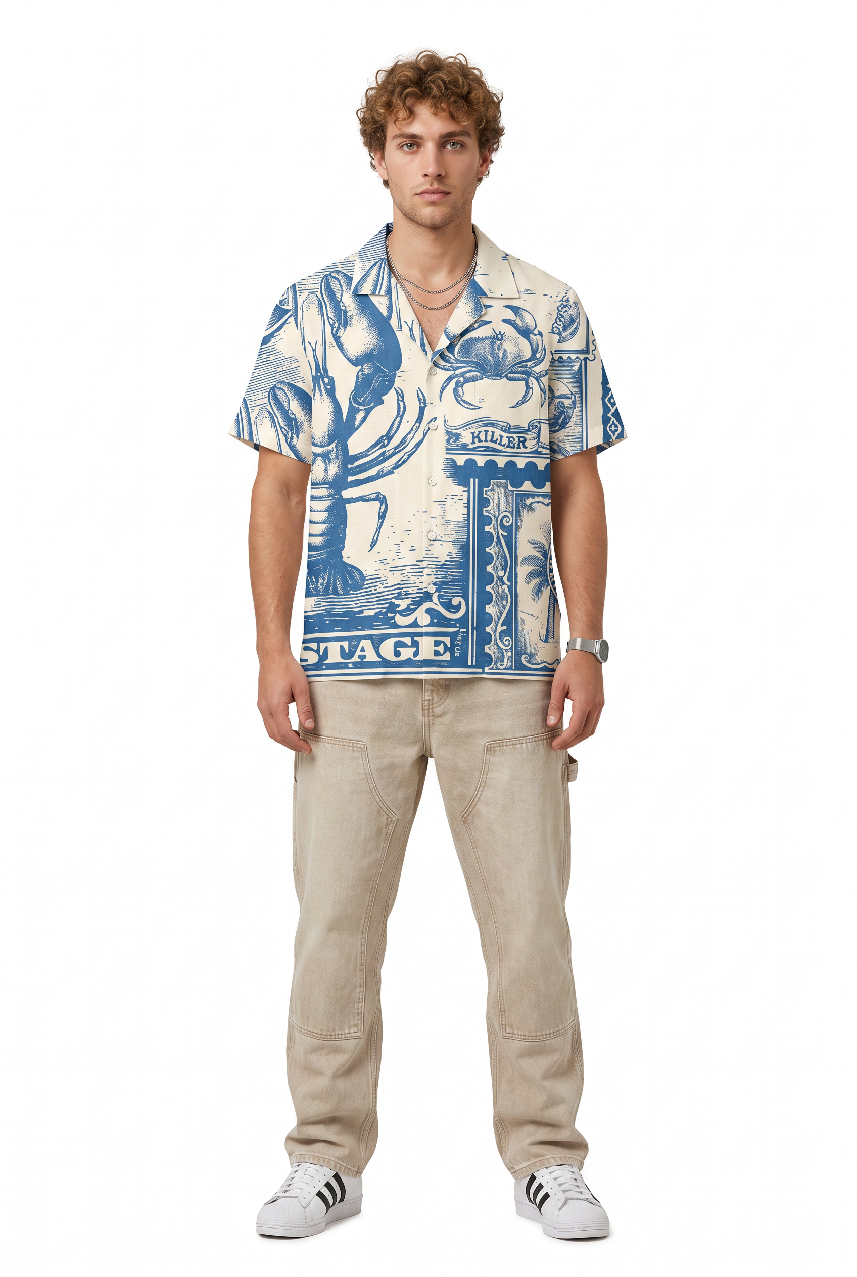 White Chest Pocket Casual Shirt