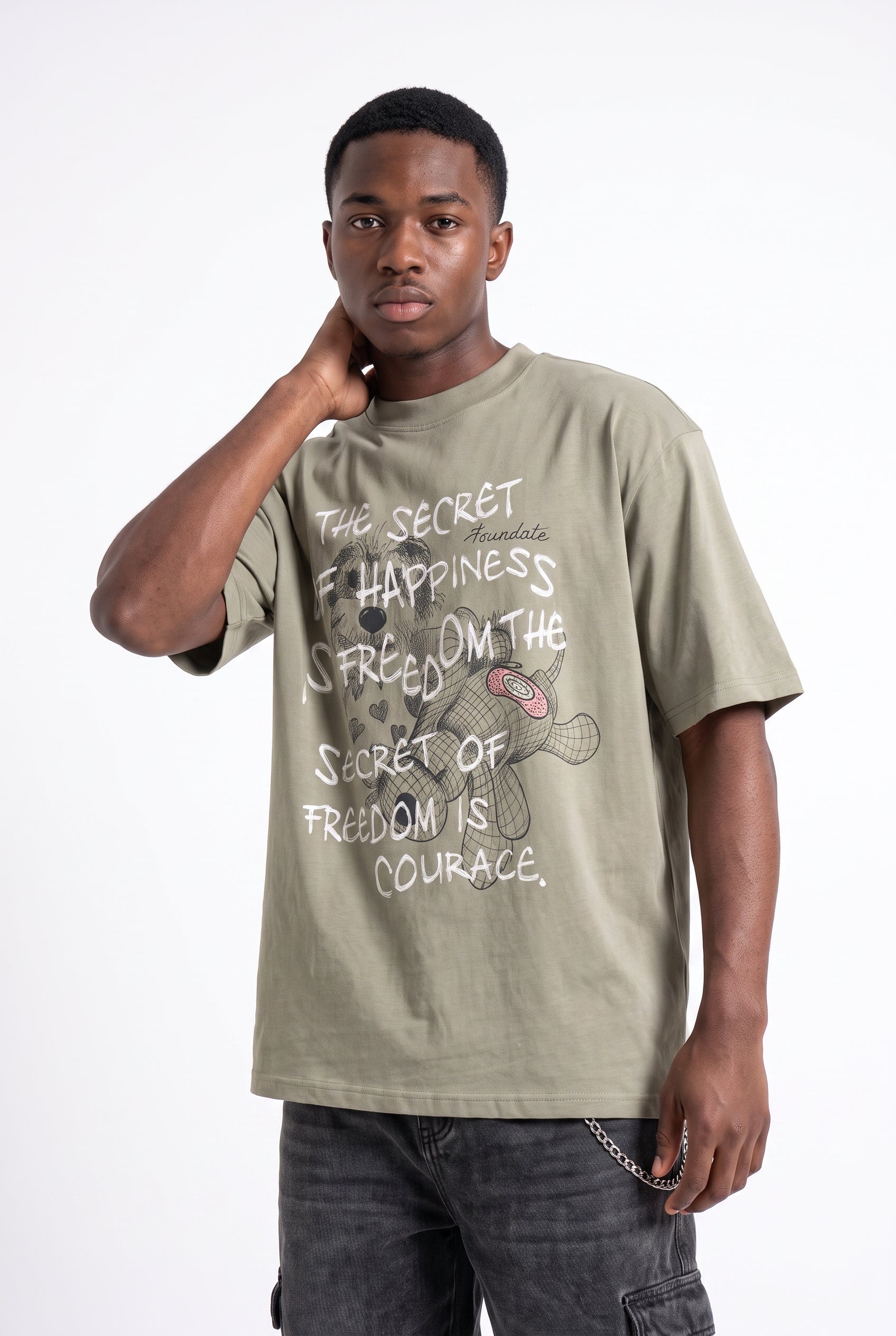 Olive Dropped Shoulder Oversized Tee