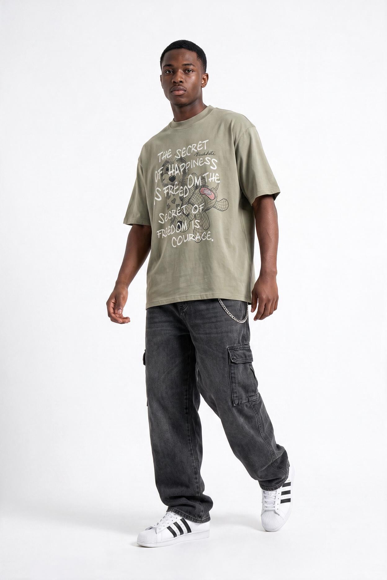 Olive Dropped Shoulder Oversized Tee