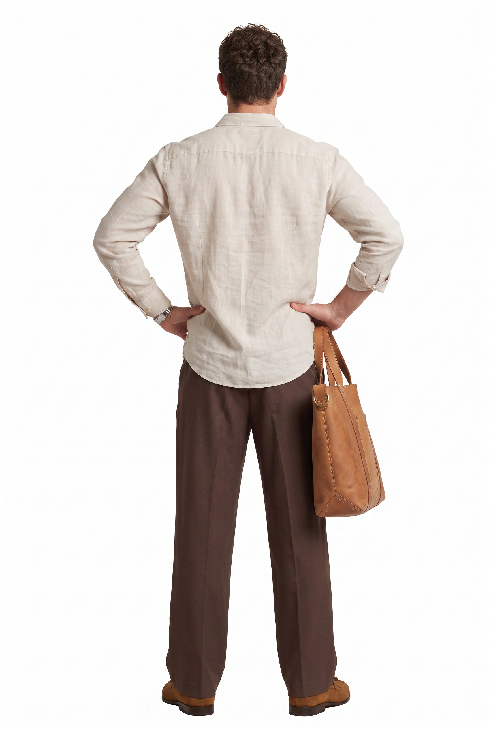 Brown Drawstring Straight Casual Trousers
