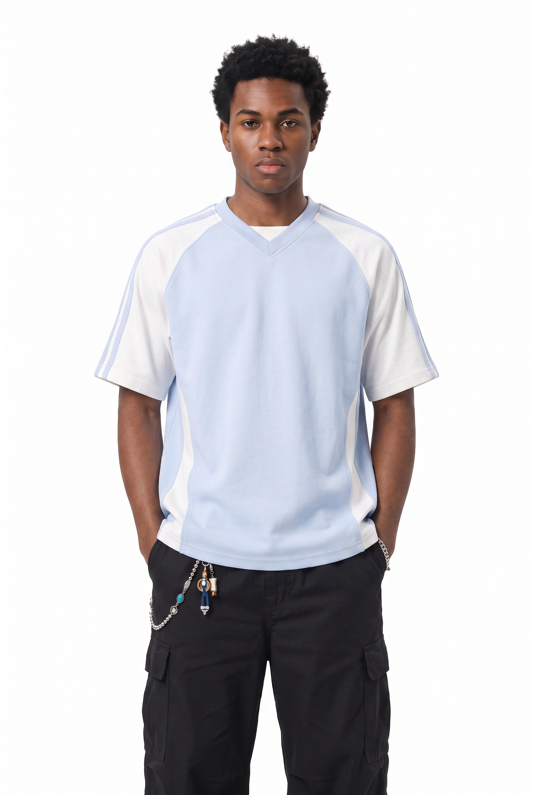 Sky Blue Chest Pocket Crew Tee