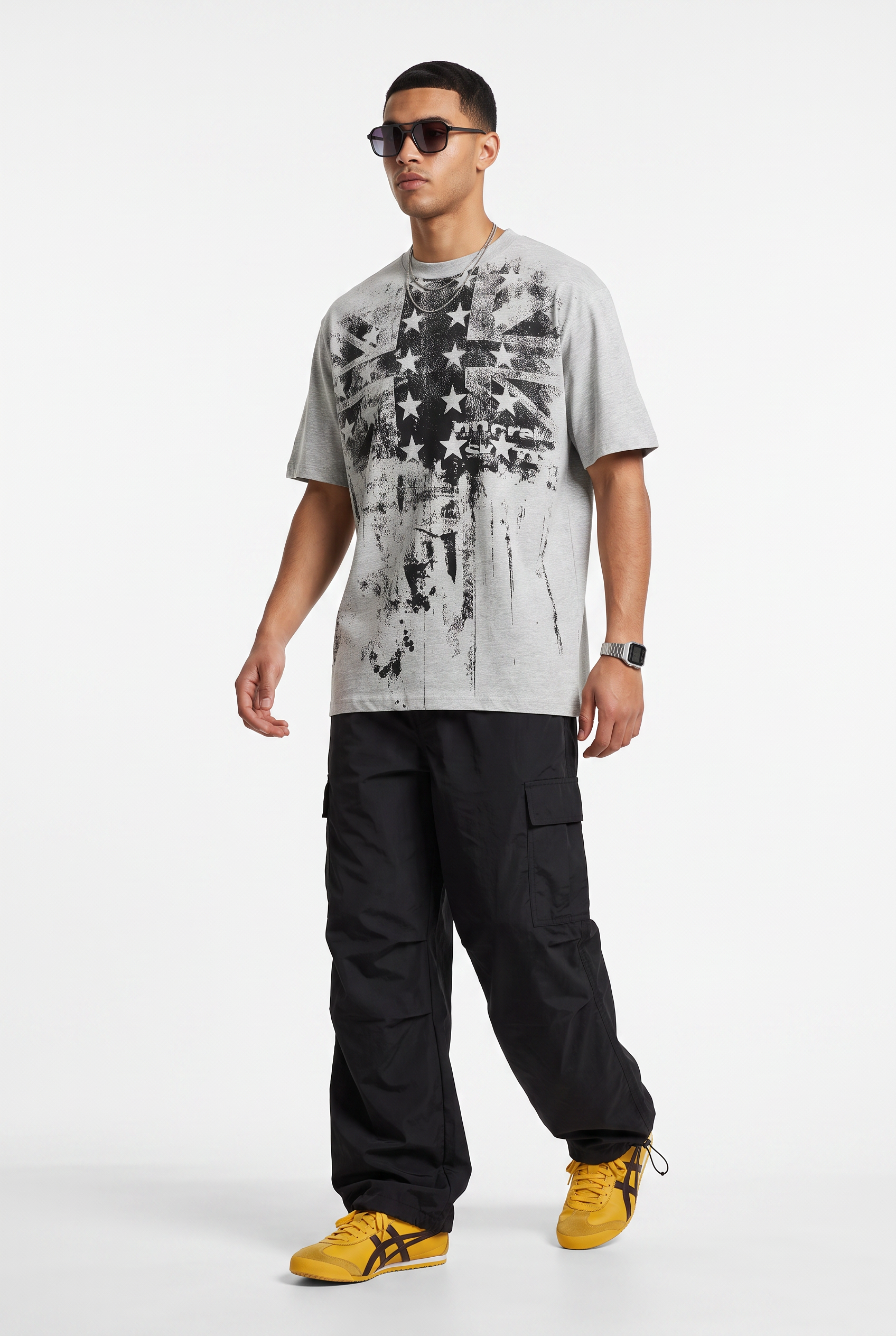 Grey Dropped Shoulder Oversized Tee