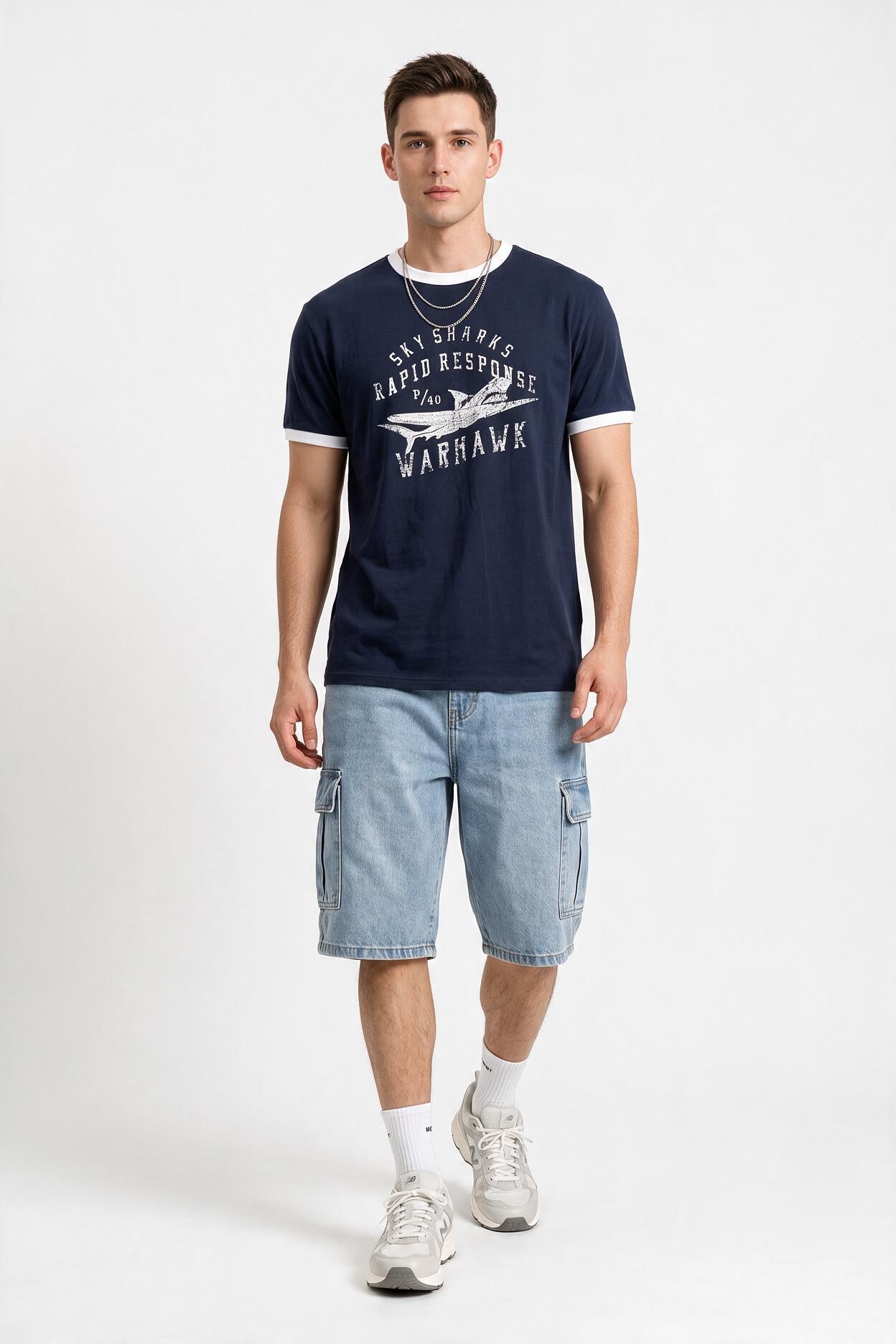 Steel Blue Chest Pocket T-Shirt