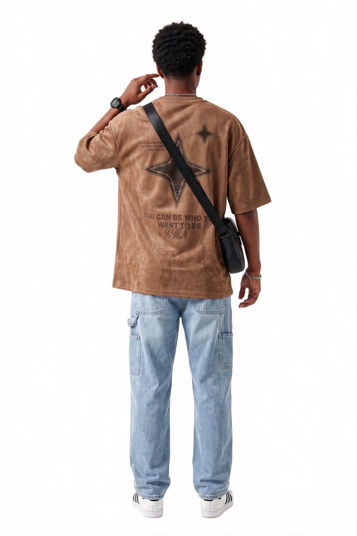 Brown Oversized Crew Neck Tee