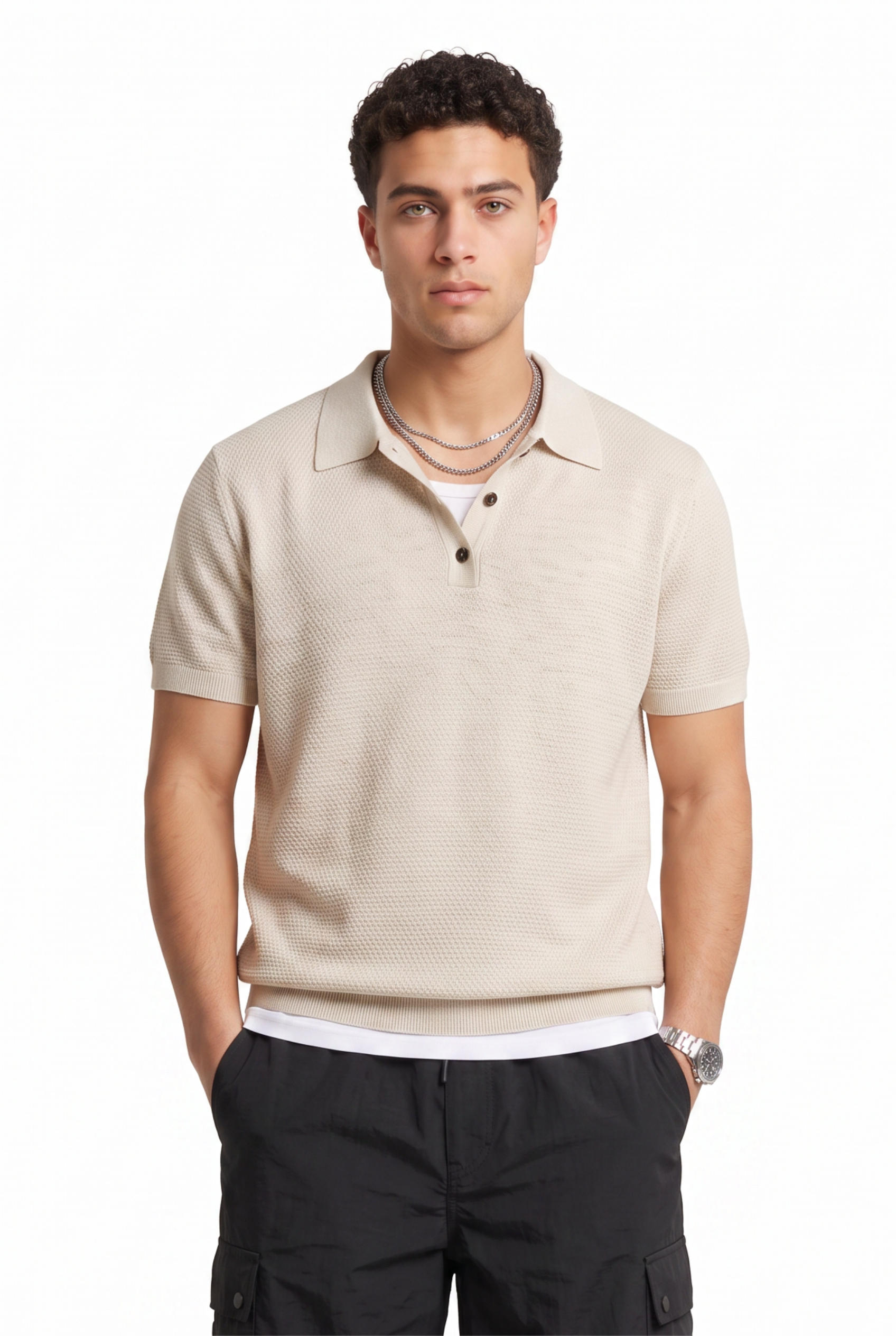 Cream Dropped Shoulder Oversized Tee