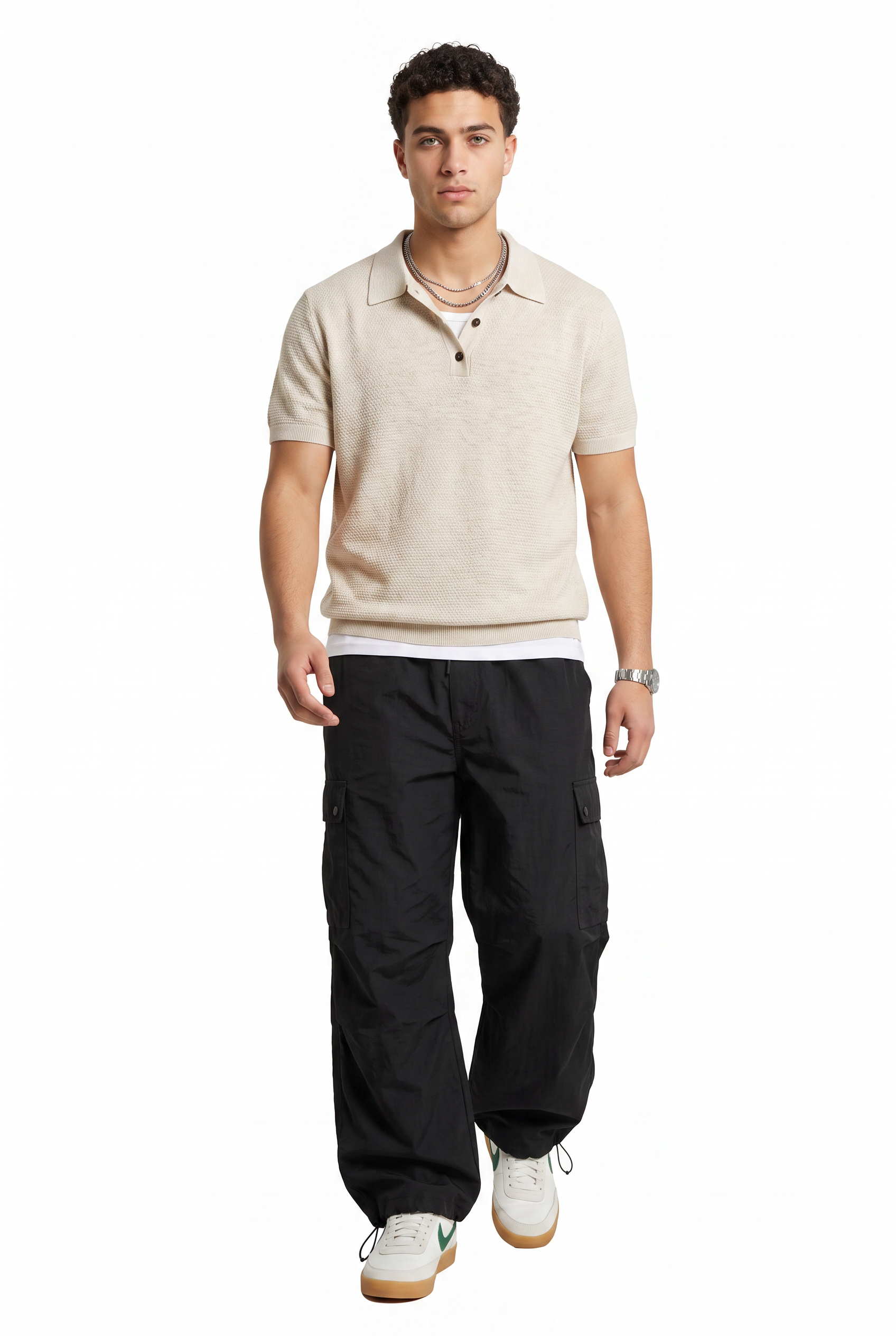 Cream Dropped Shoulder Oversized Tee