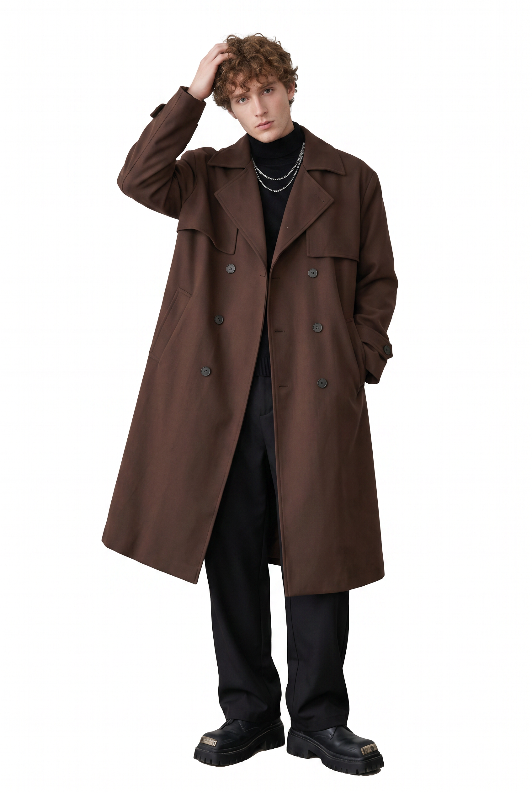 Brown Single-Button Structured Blazer