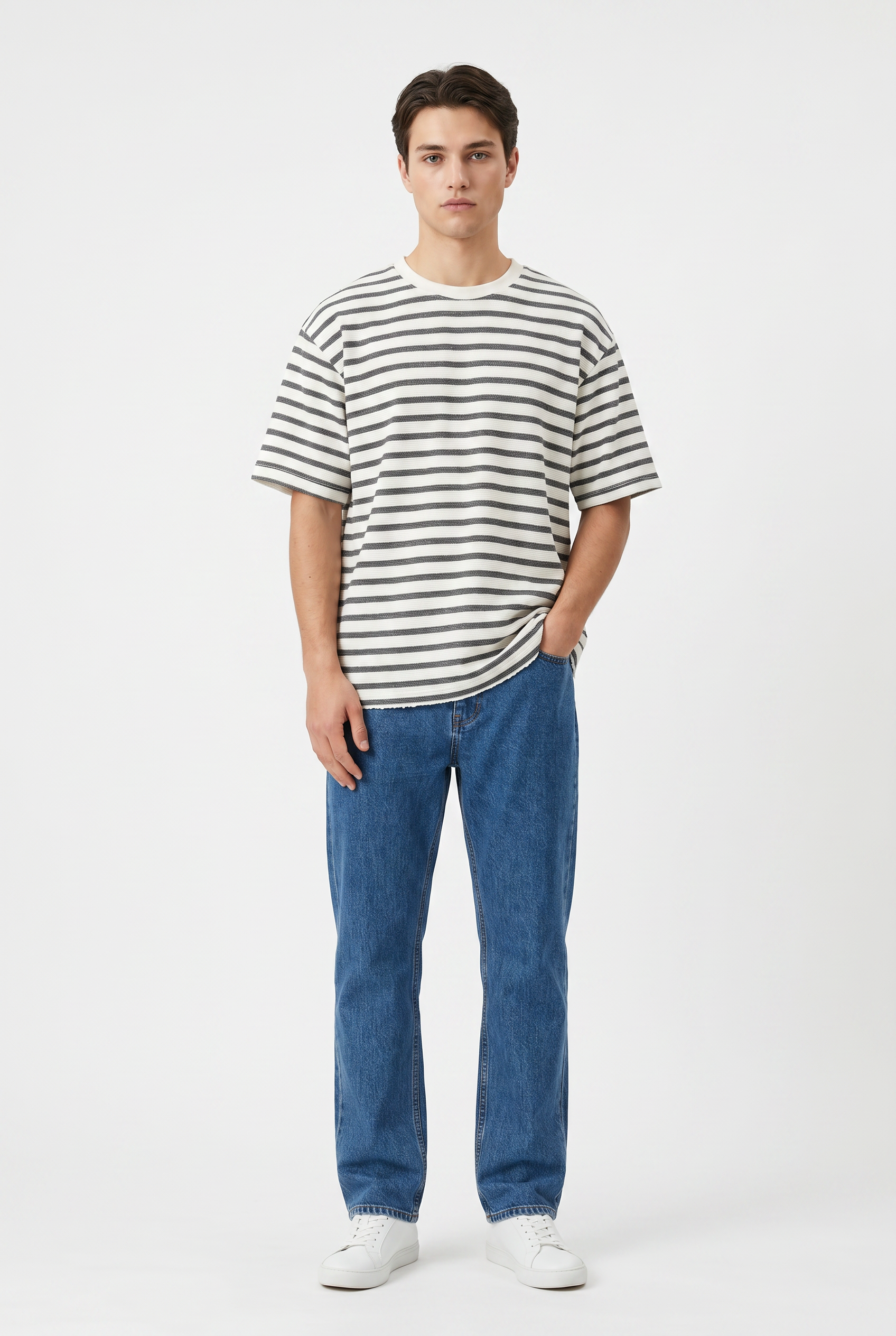 White Clean Cut Oversized T-Shirt