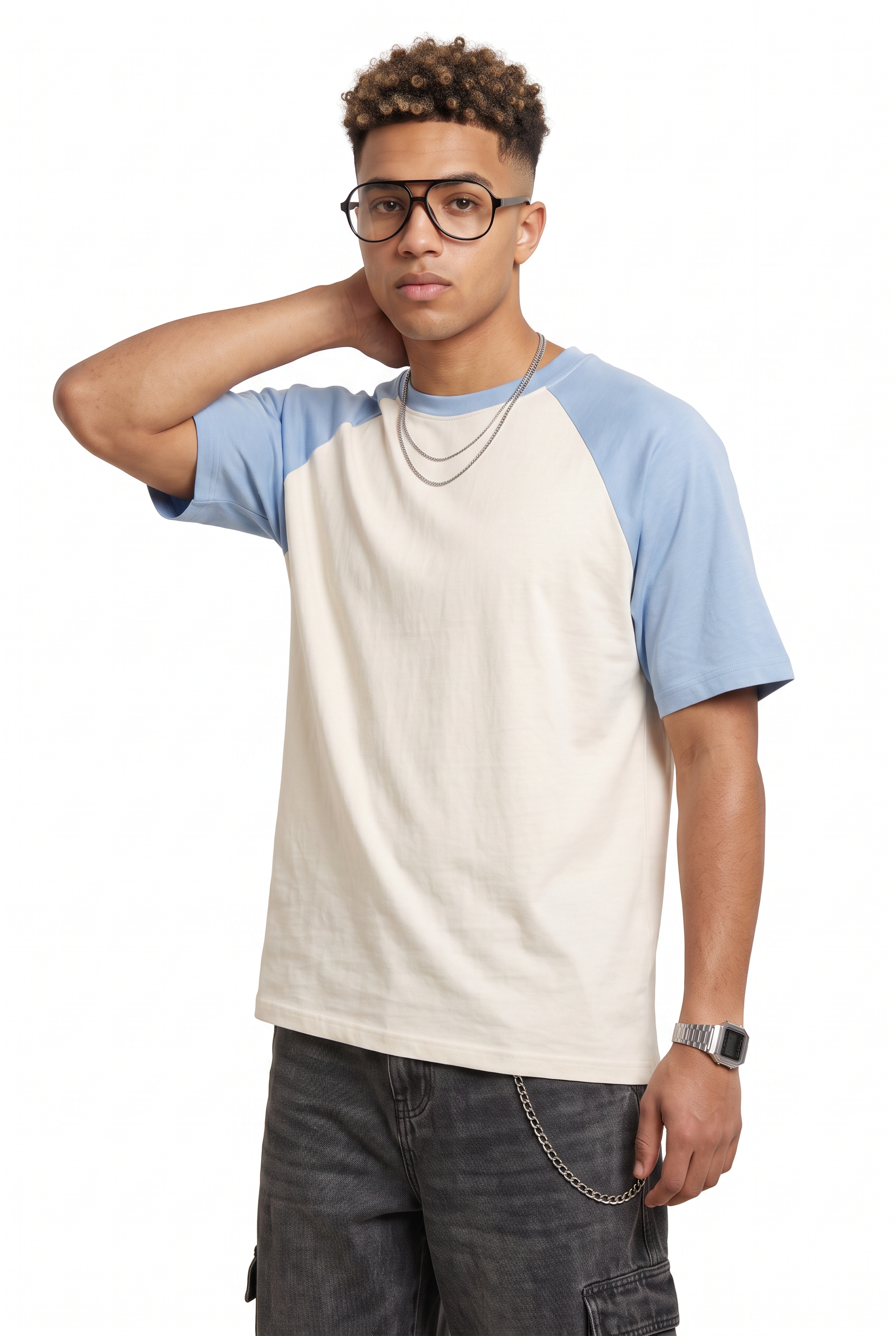 Cream Oversized Crew Neck Tee