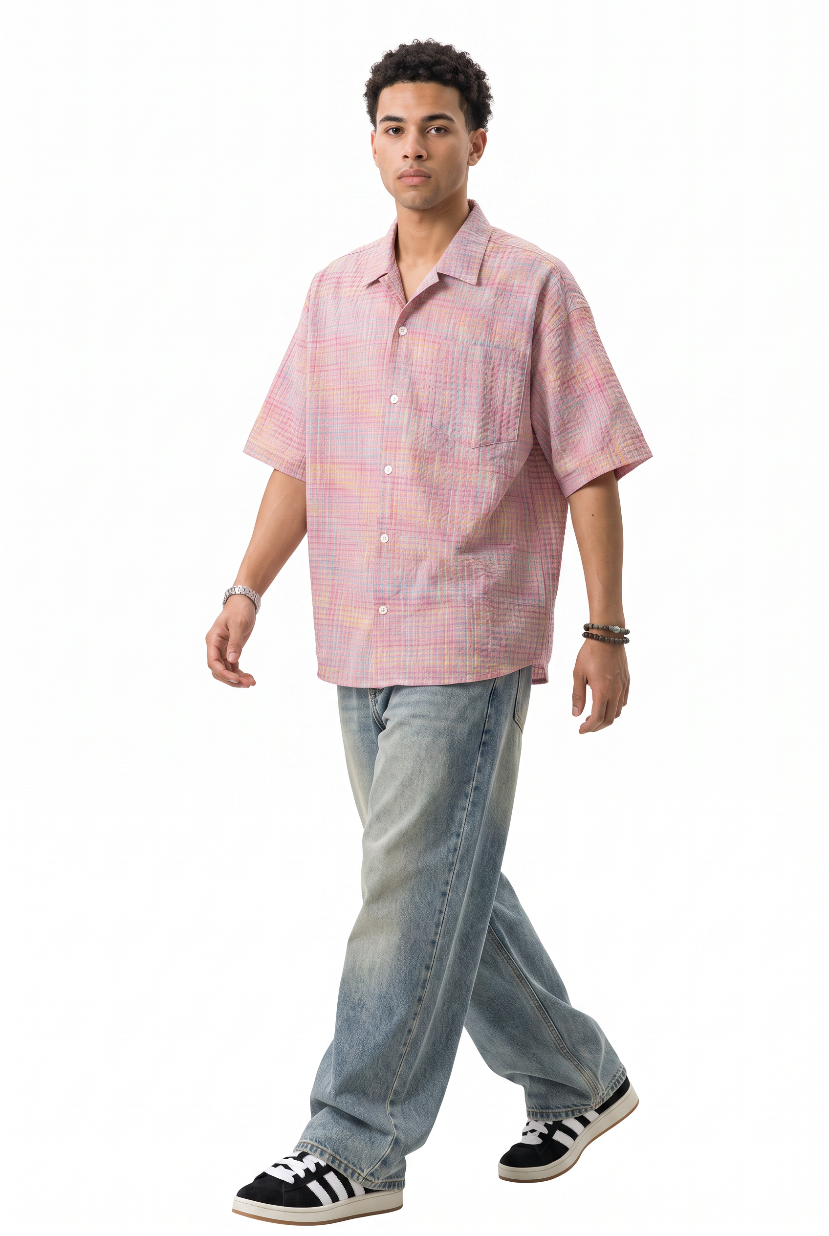 Pink Chest Pocket Casual Shirt