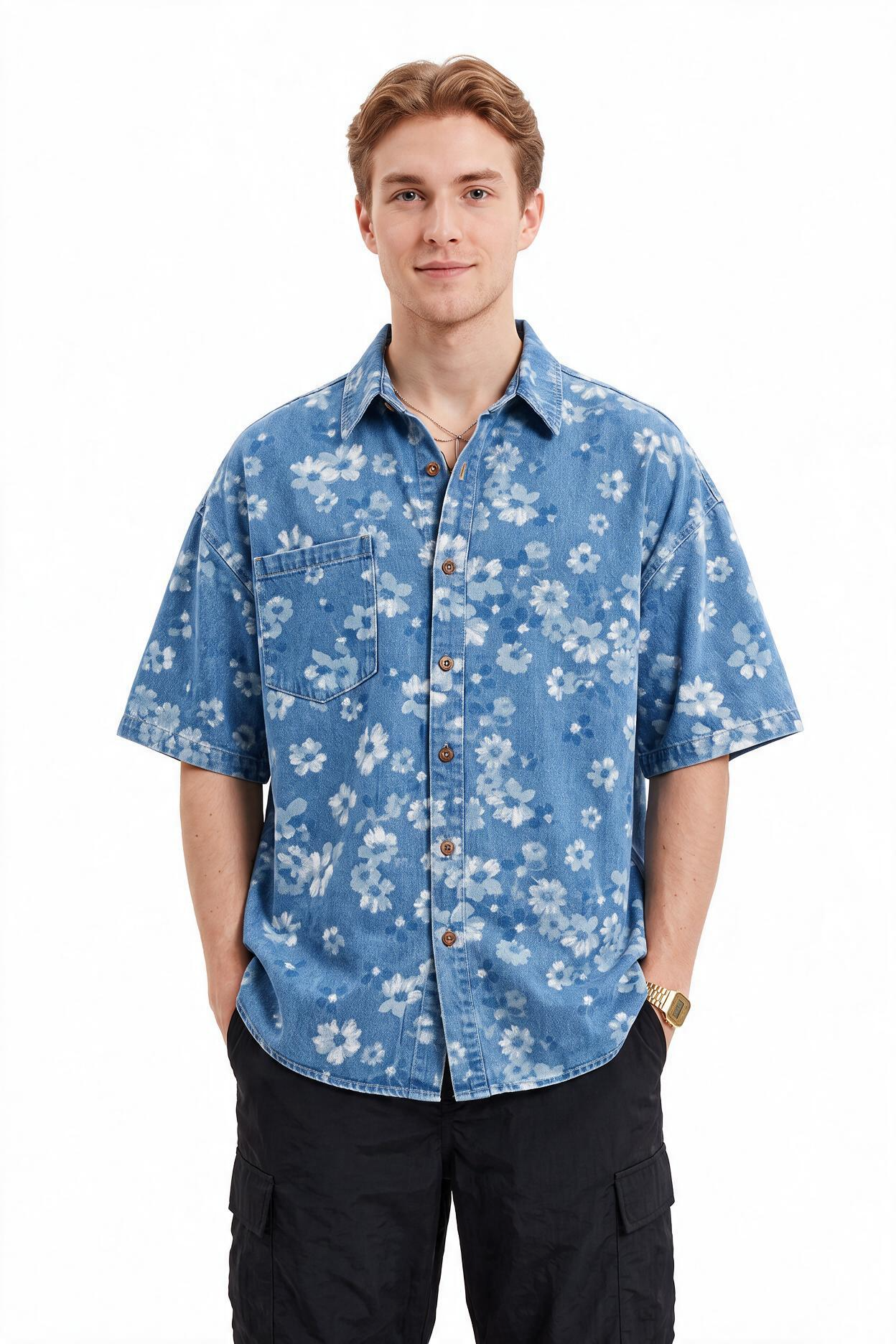 Sky Blue Chest Pocket Casual Shirt