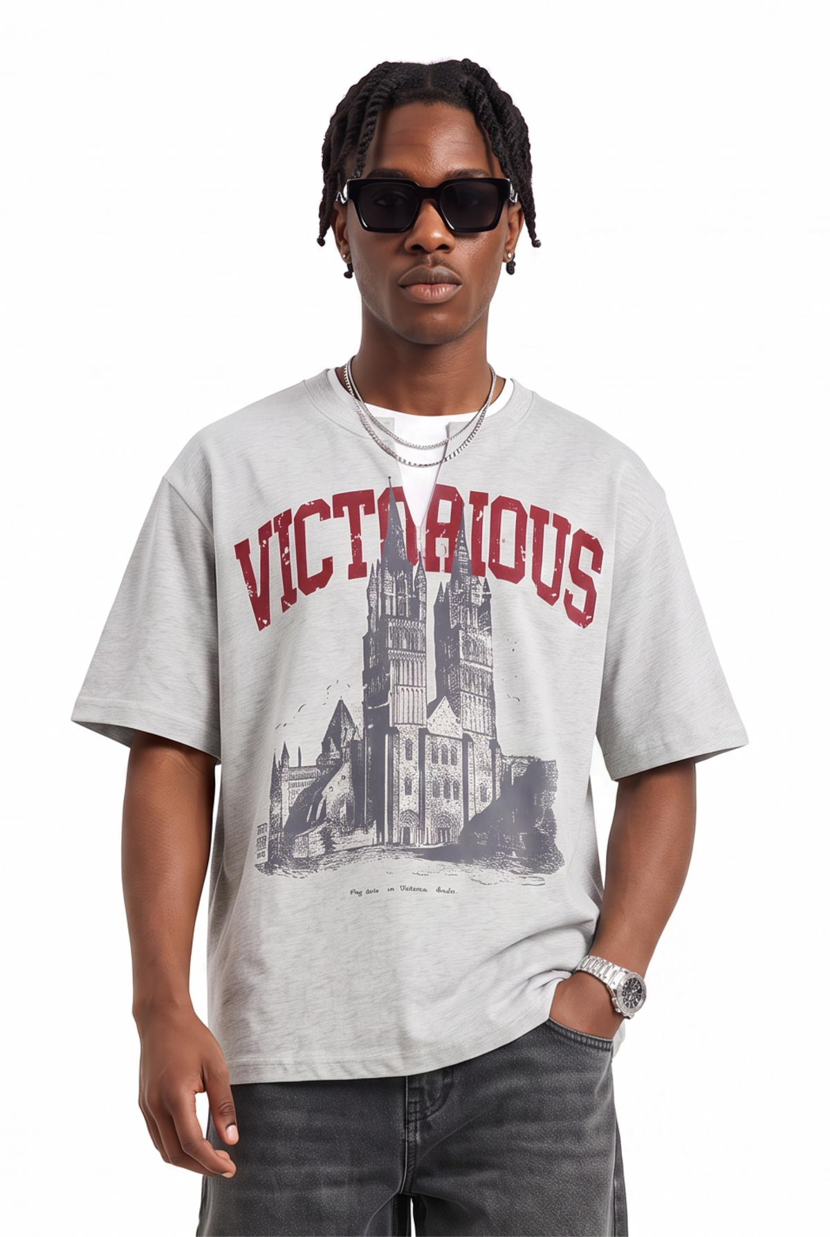 Oversized Grey Graphic T-Shirt