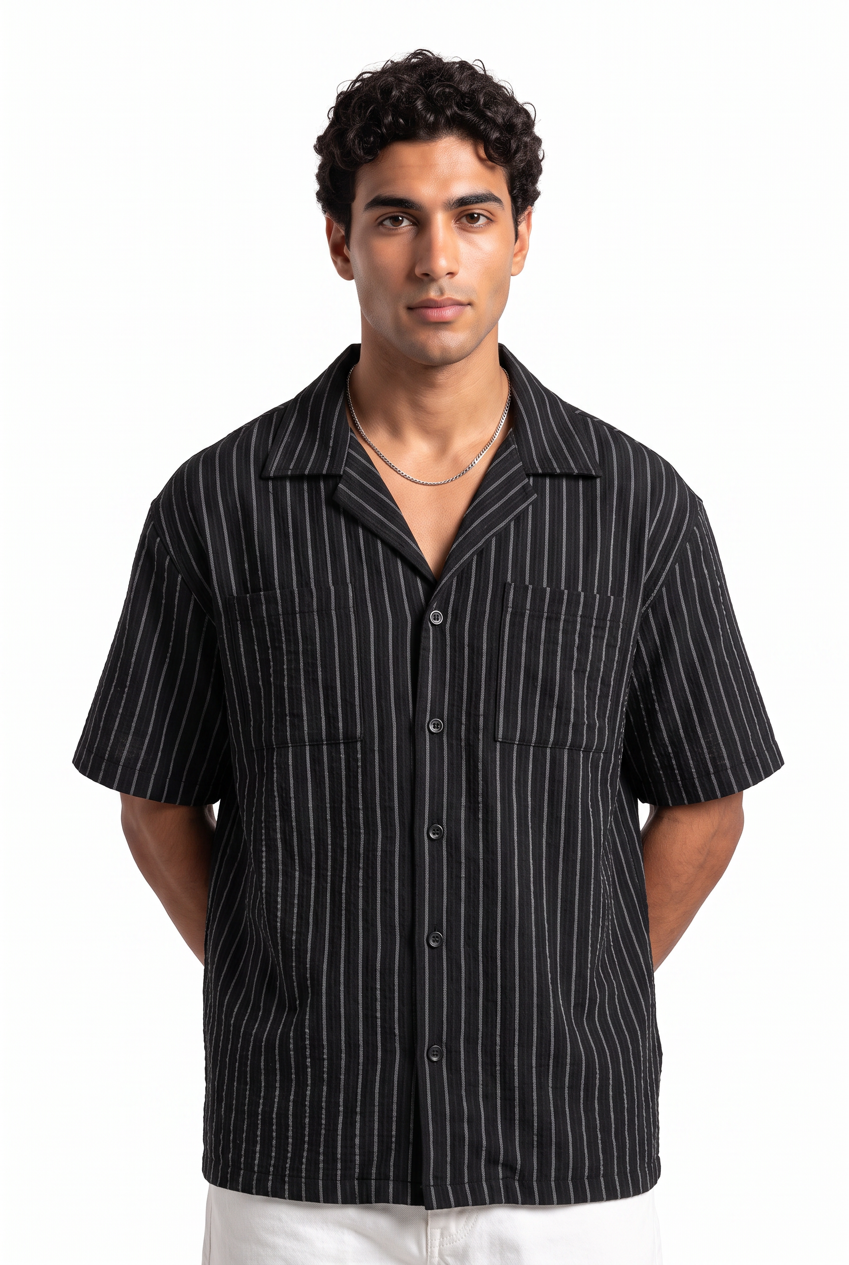 Black Chest Pocket Casual Shirt