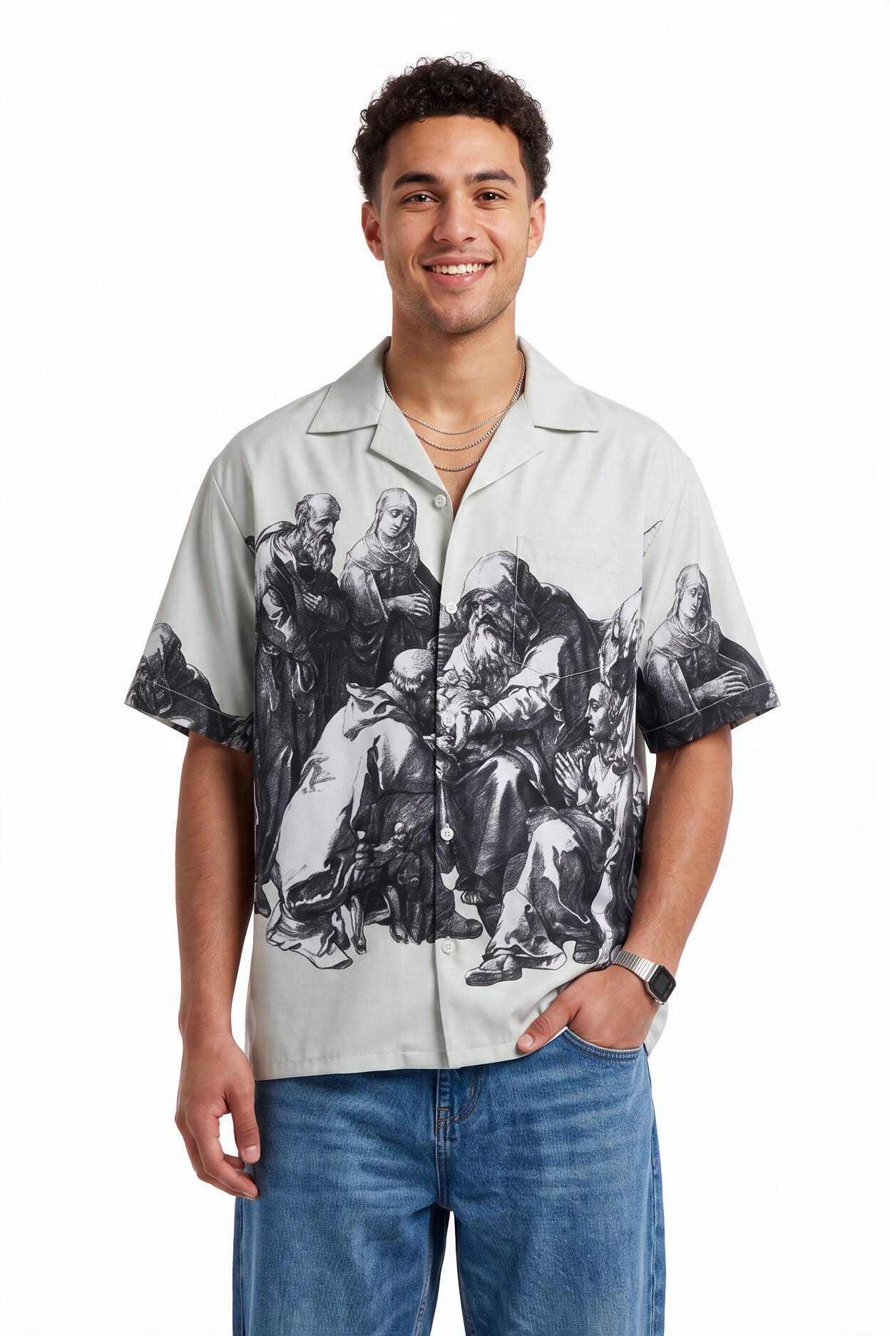 White Chest Pocket Casual Shirt