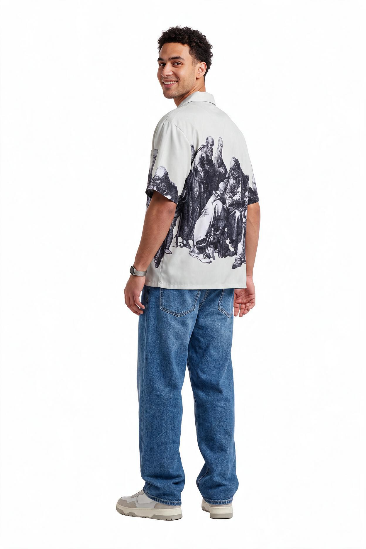 White Chest Pocket Casual Shirt