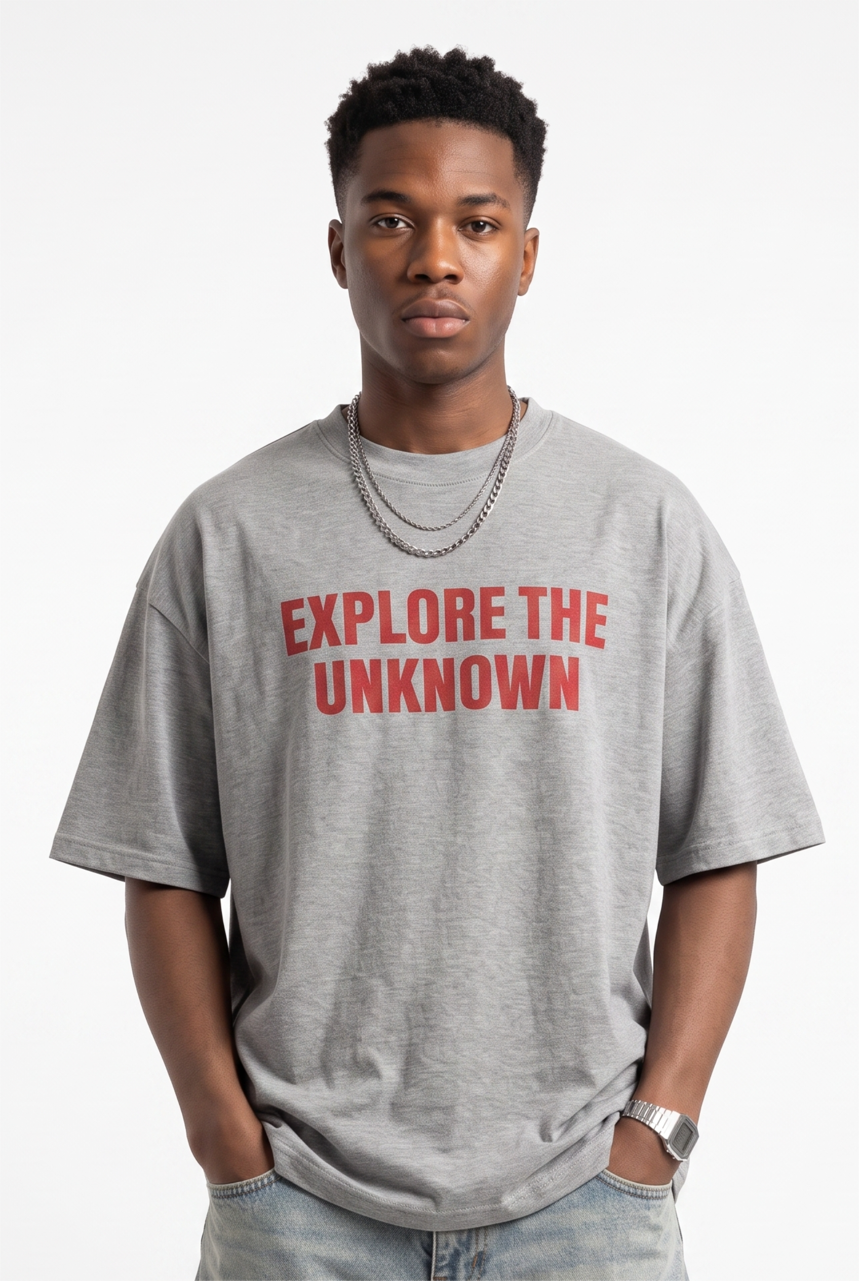 Grey Oversized Crew Neck Tee