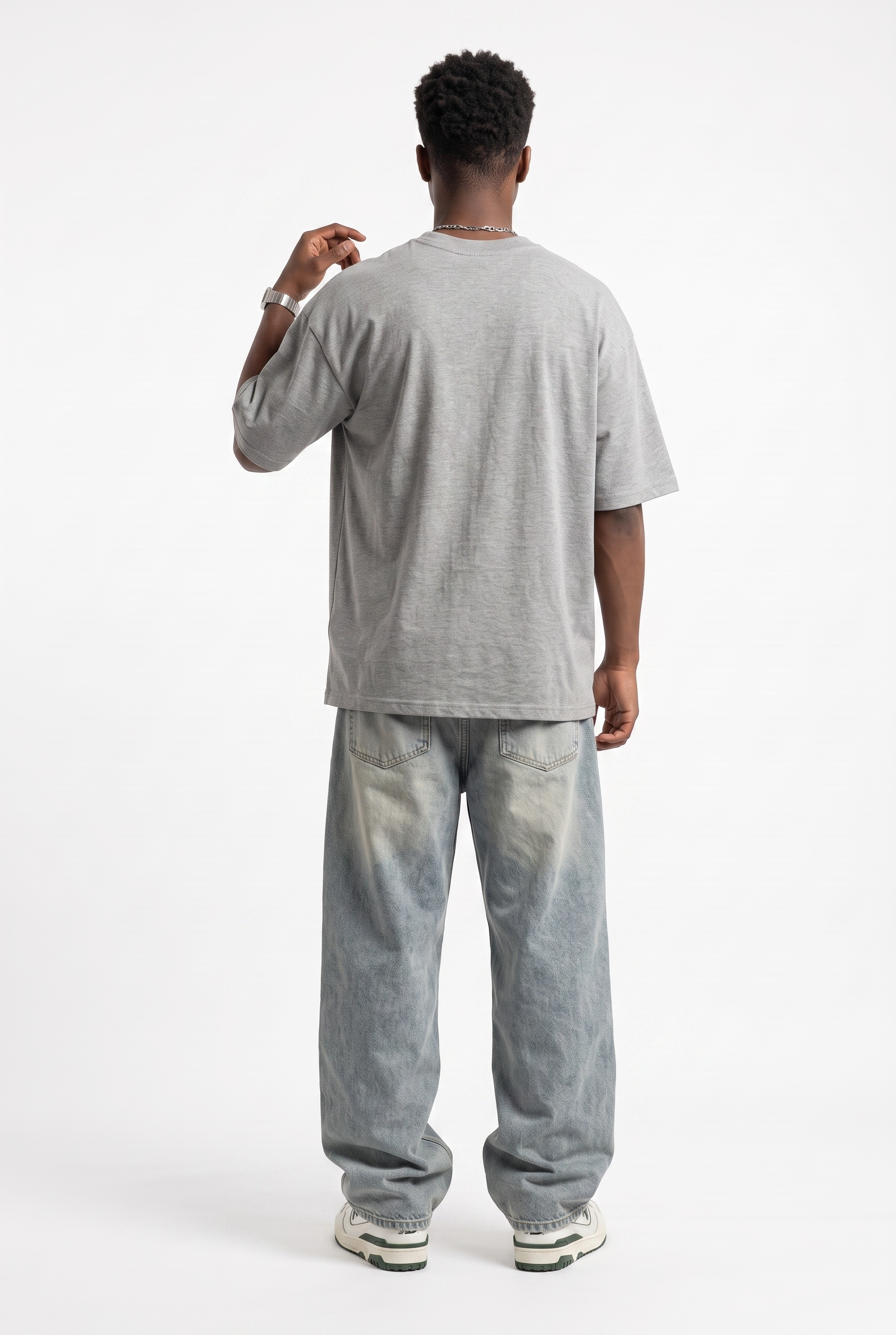 Grey Oversized Crew Neck Tee