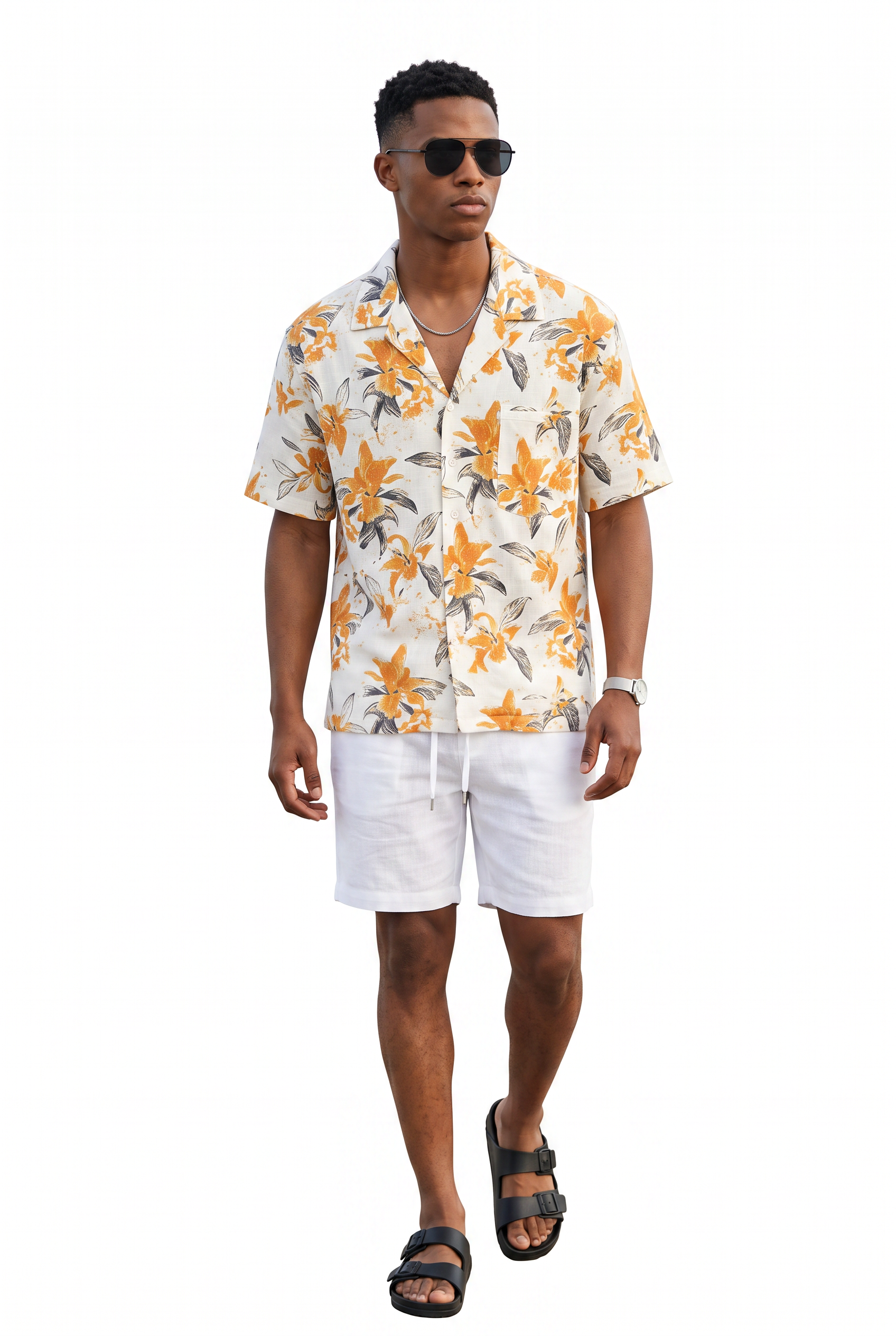 White Chest Pocket Casual Shirt