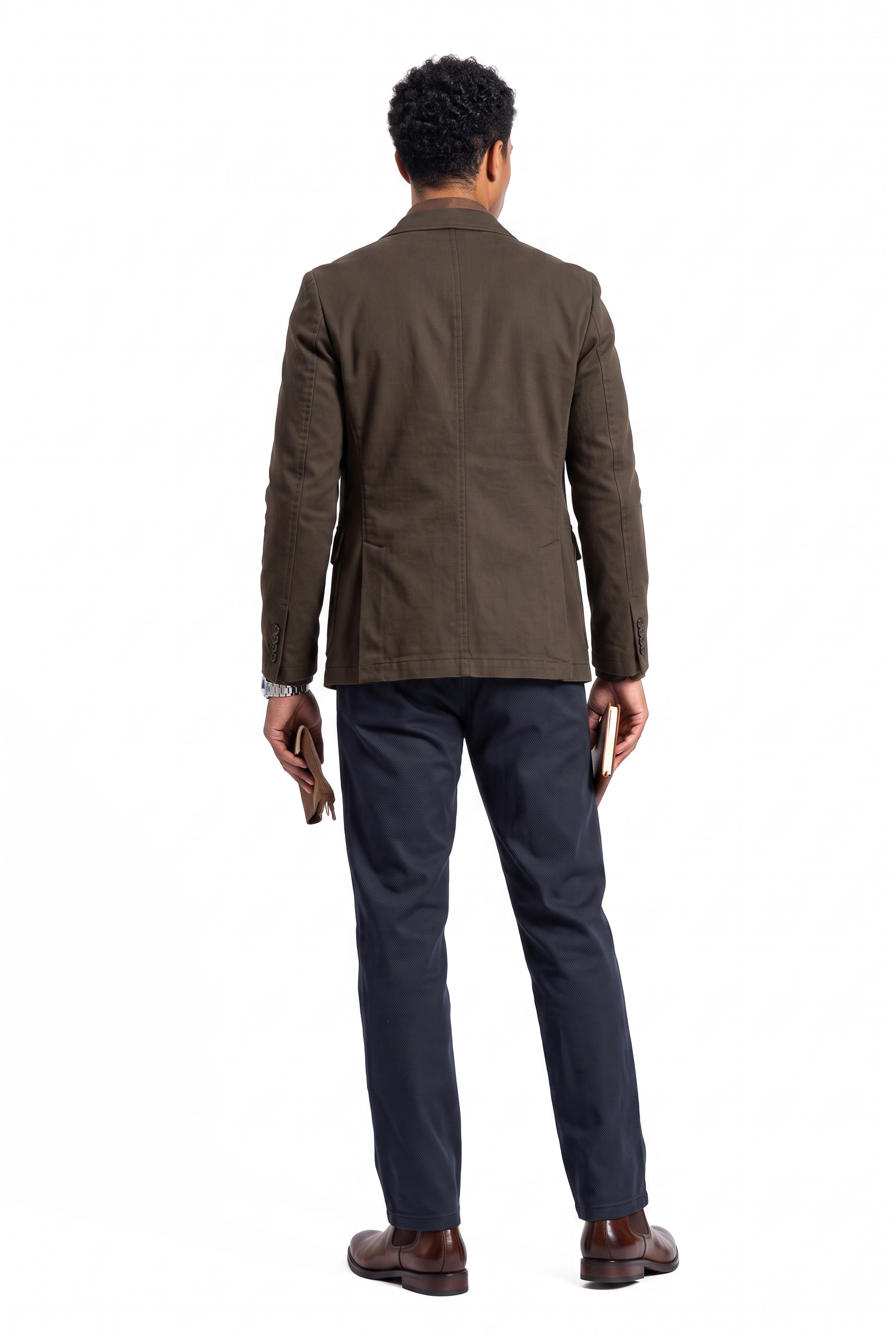 Navy Slim Flat-Front Formal Trousers