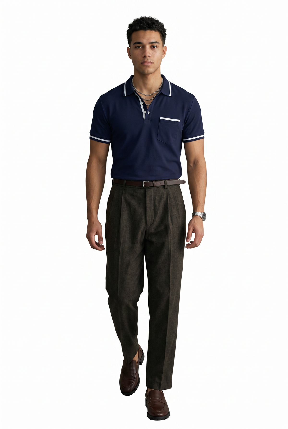 Tipped Navy Polo T-Shirt