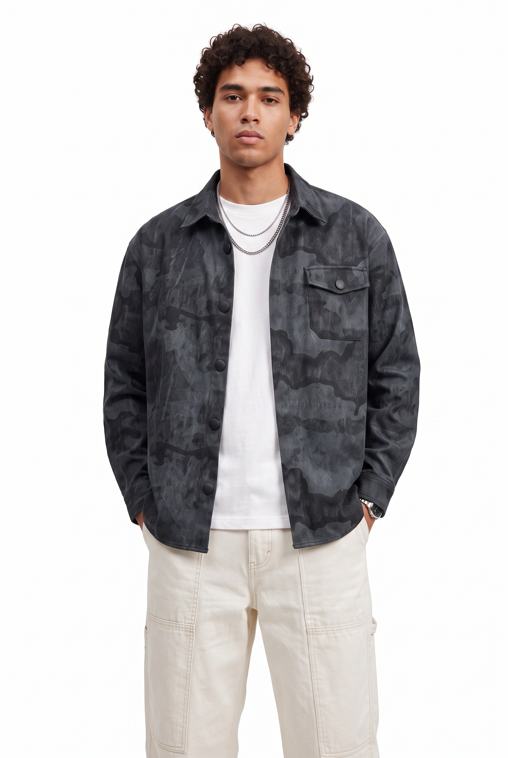 Black Chest Pocket Casual Shirt