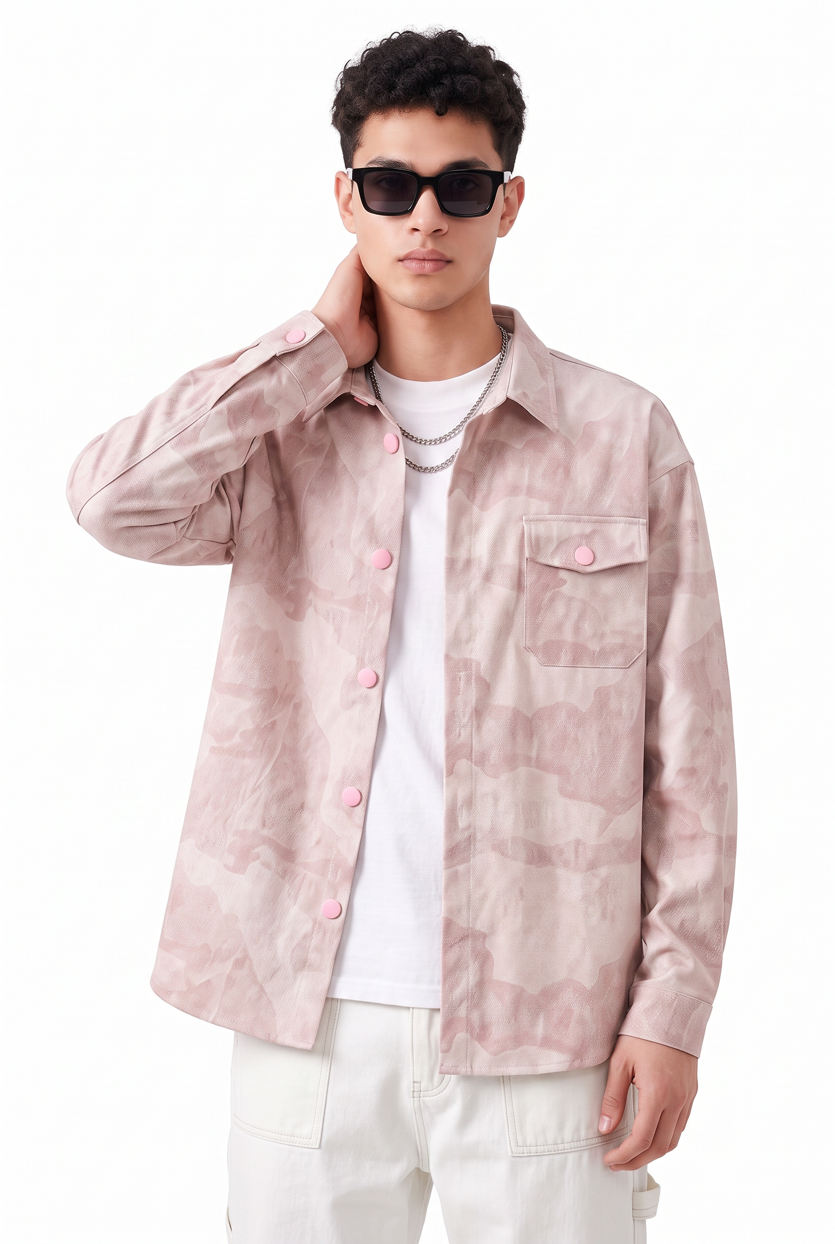 Pink Chest Pocket Casual Shirt