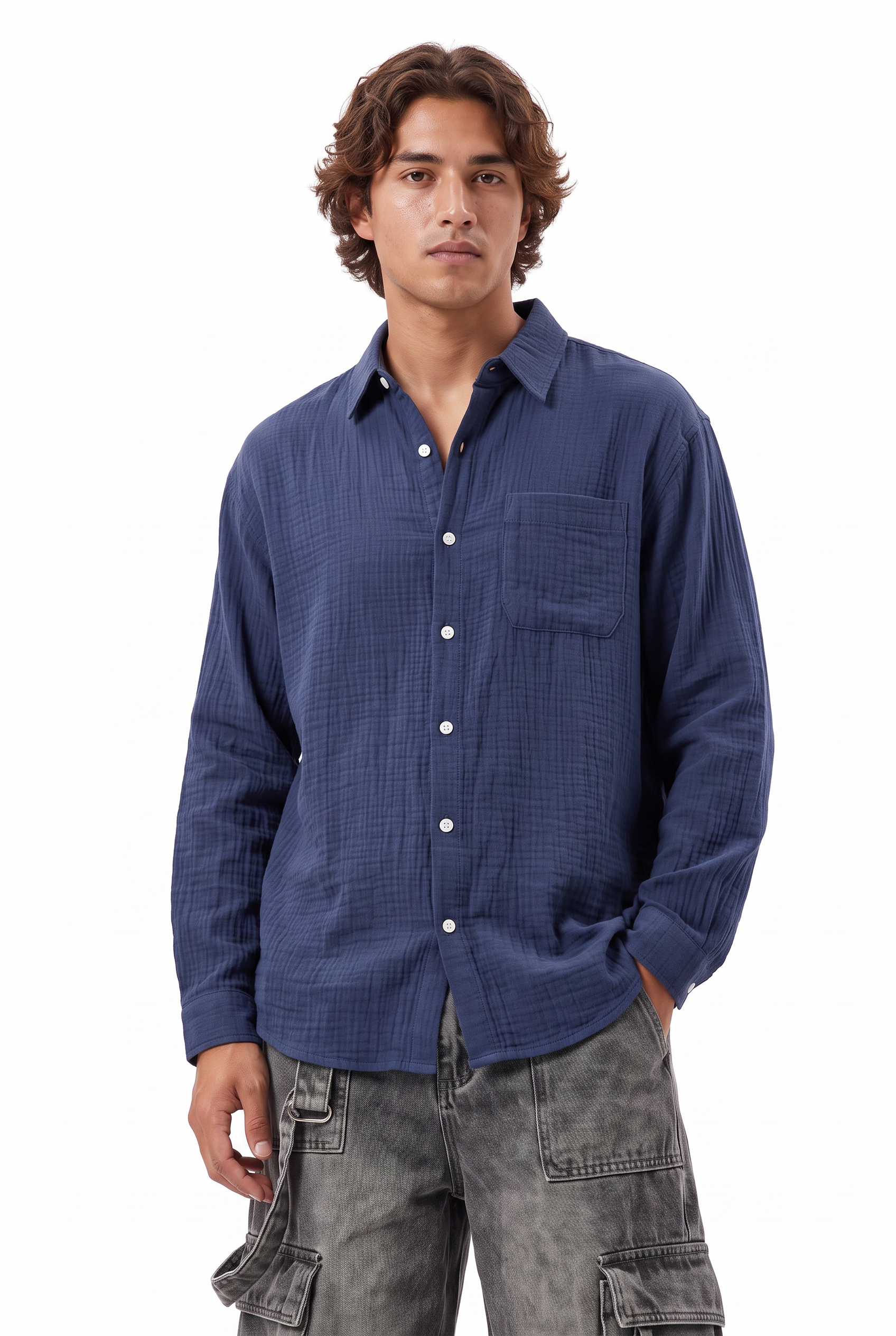 Sky Blue Chest Pocket Casual Shirt
