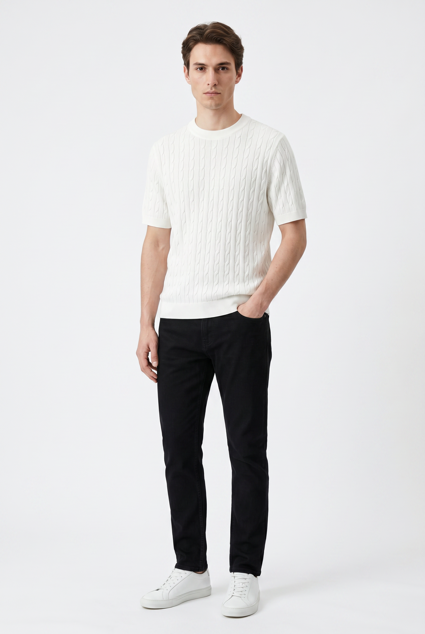 White Clean Cut Oversized Tee