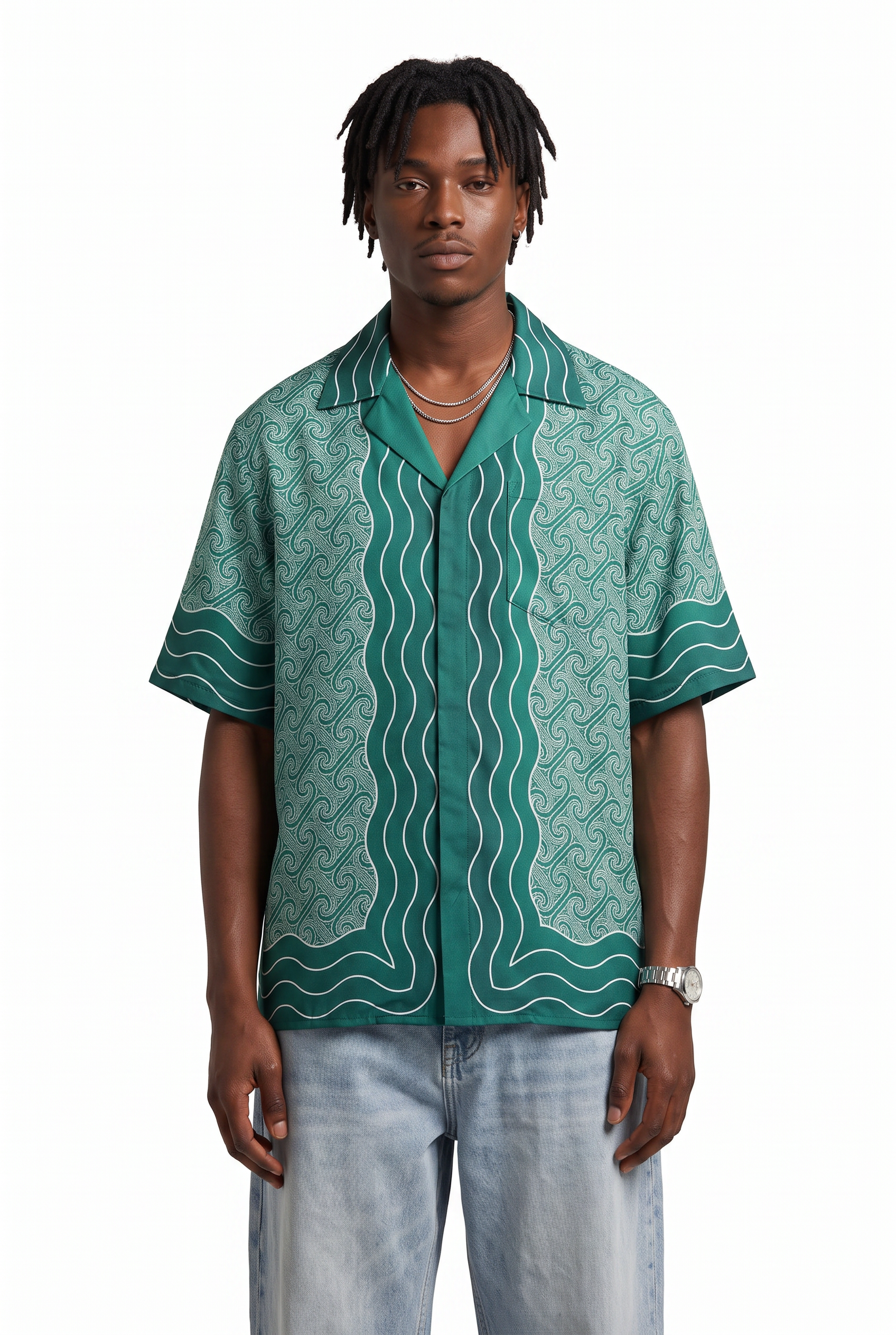 Olive Chest Pocket Casual Shirt