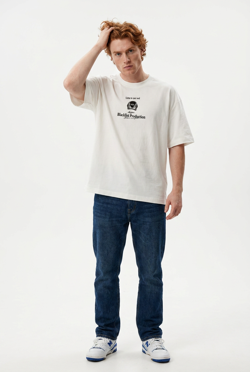 White Clean Cut Oversized Tee